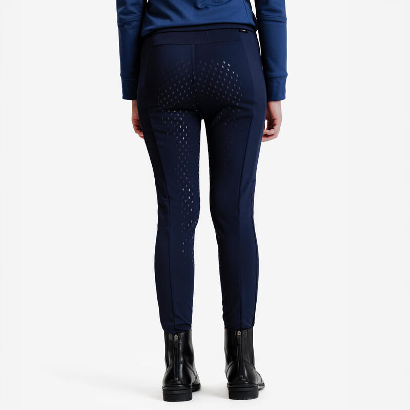 Pantalon călduros echitație Full Grip Iarnă Albastru Copii
