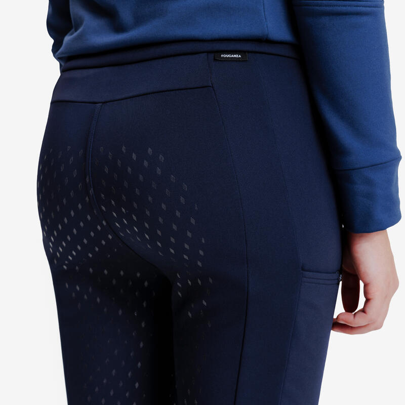 Pantalon călduros echitație Full Grip Iarnă Albastru Copii