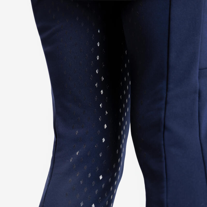 Pantalon călduros echitație Full Grip Iarnă Albastru Copii