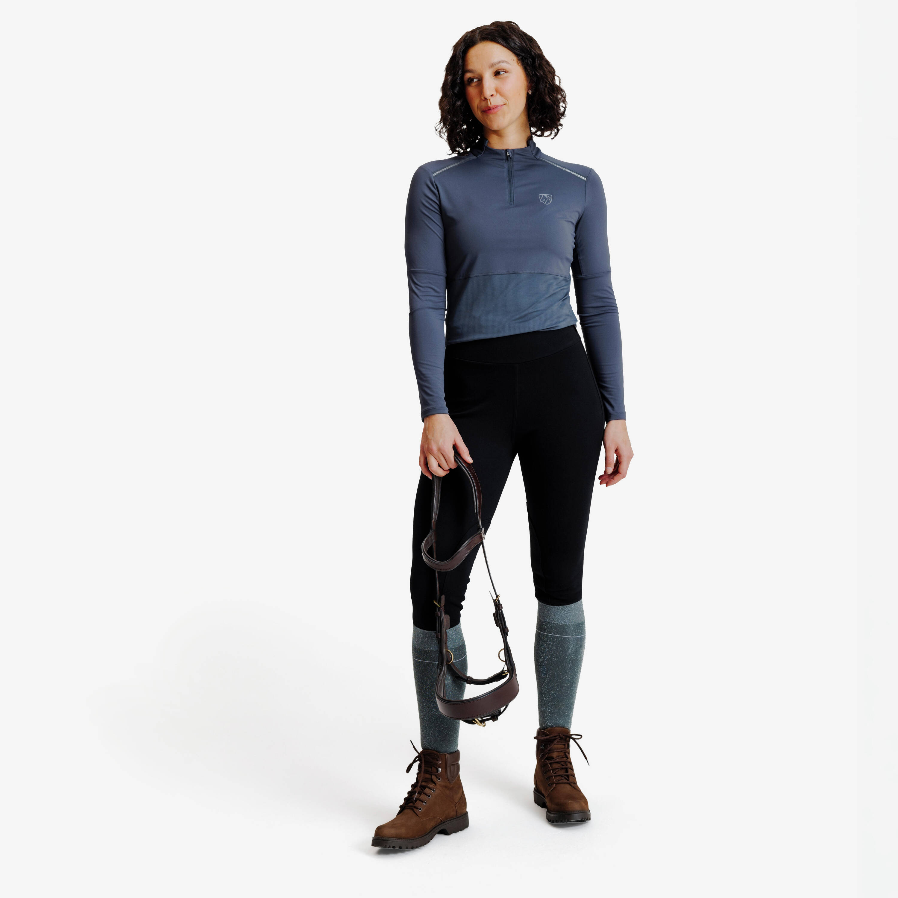Women's Horse Riding Leggings 100 - Black -  2