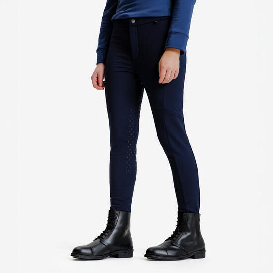 Pantaloni equitazione bambini WARM inverno blu
