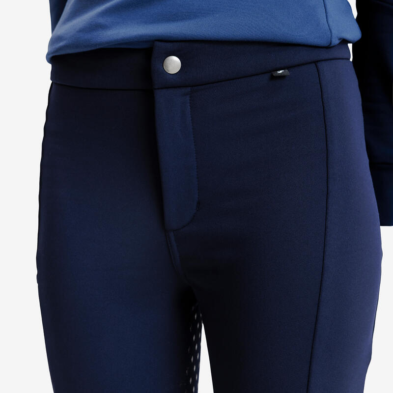 Pantalon călduros echitație Full Grip Iarnă Albastru Copii
