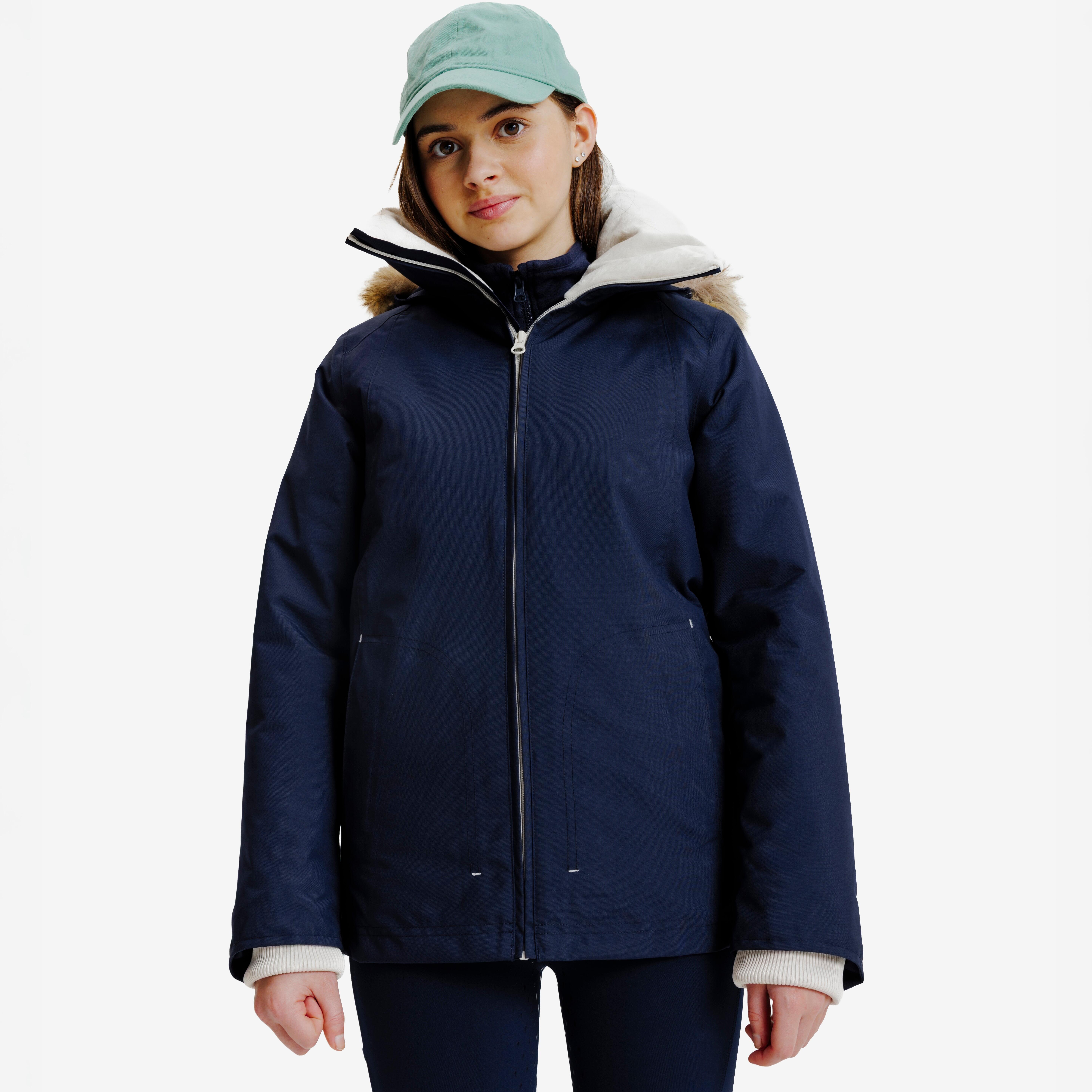 Parka d’équitation imperméable chaud enfant – 500 bleu - FOUGANZA