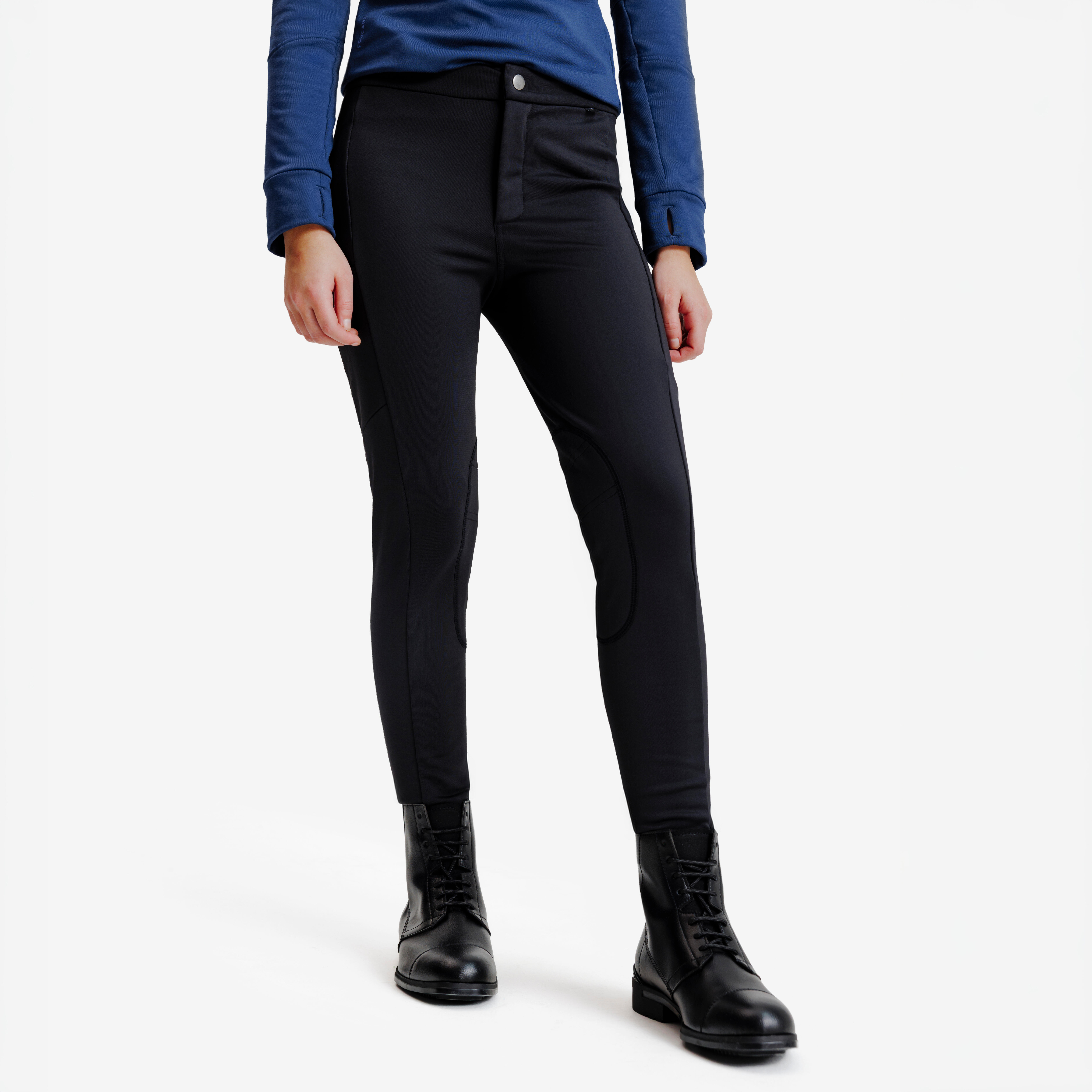 Legging équitation fille de 3 à 10 ans HKM Pony Dream marine porté
