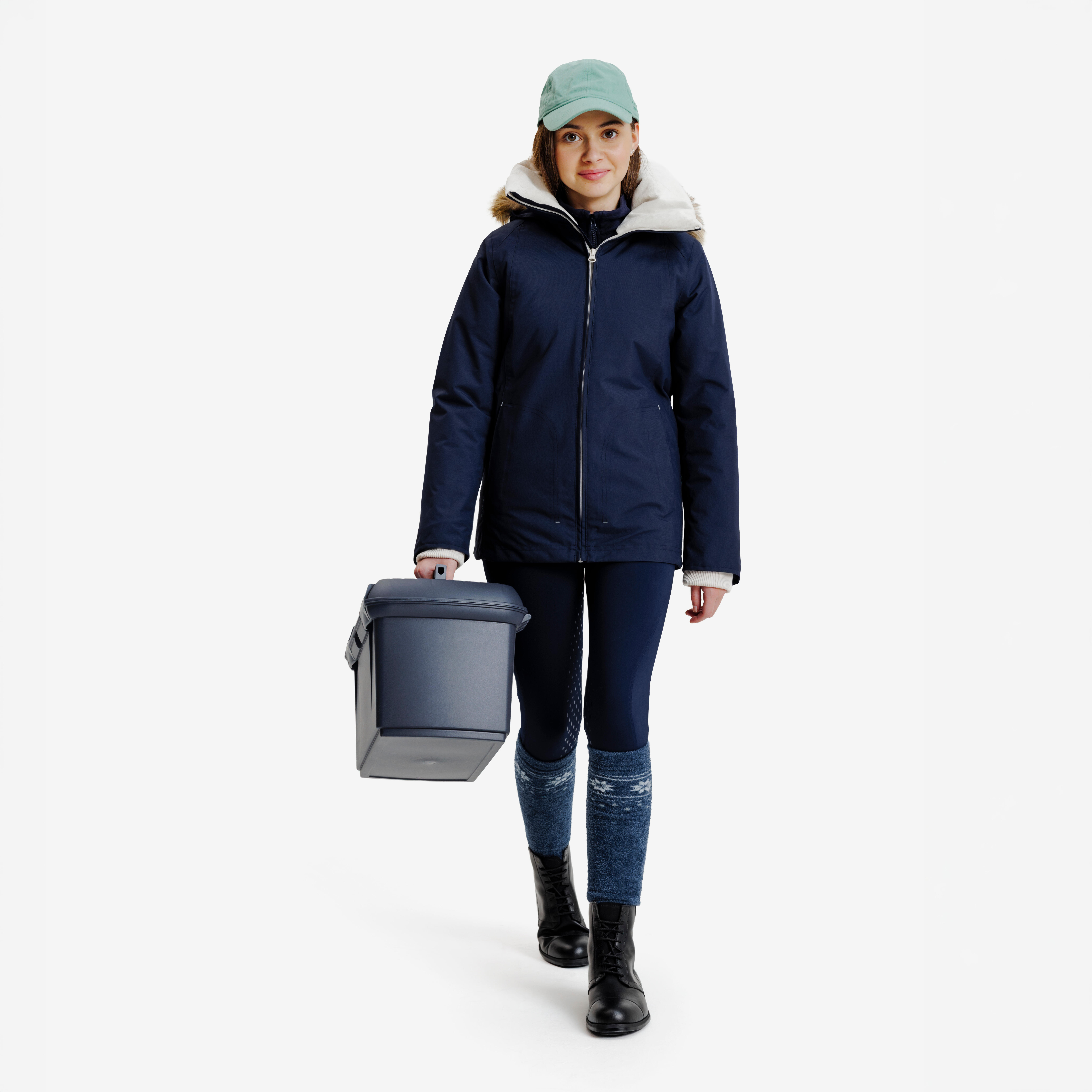 Parka d’équitation imperméable chaud enfant – 500 bleu - FOUGANZA