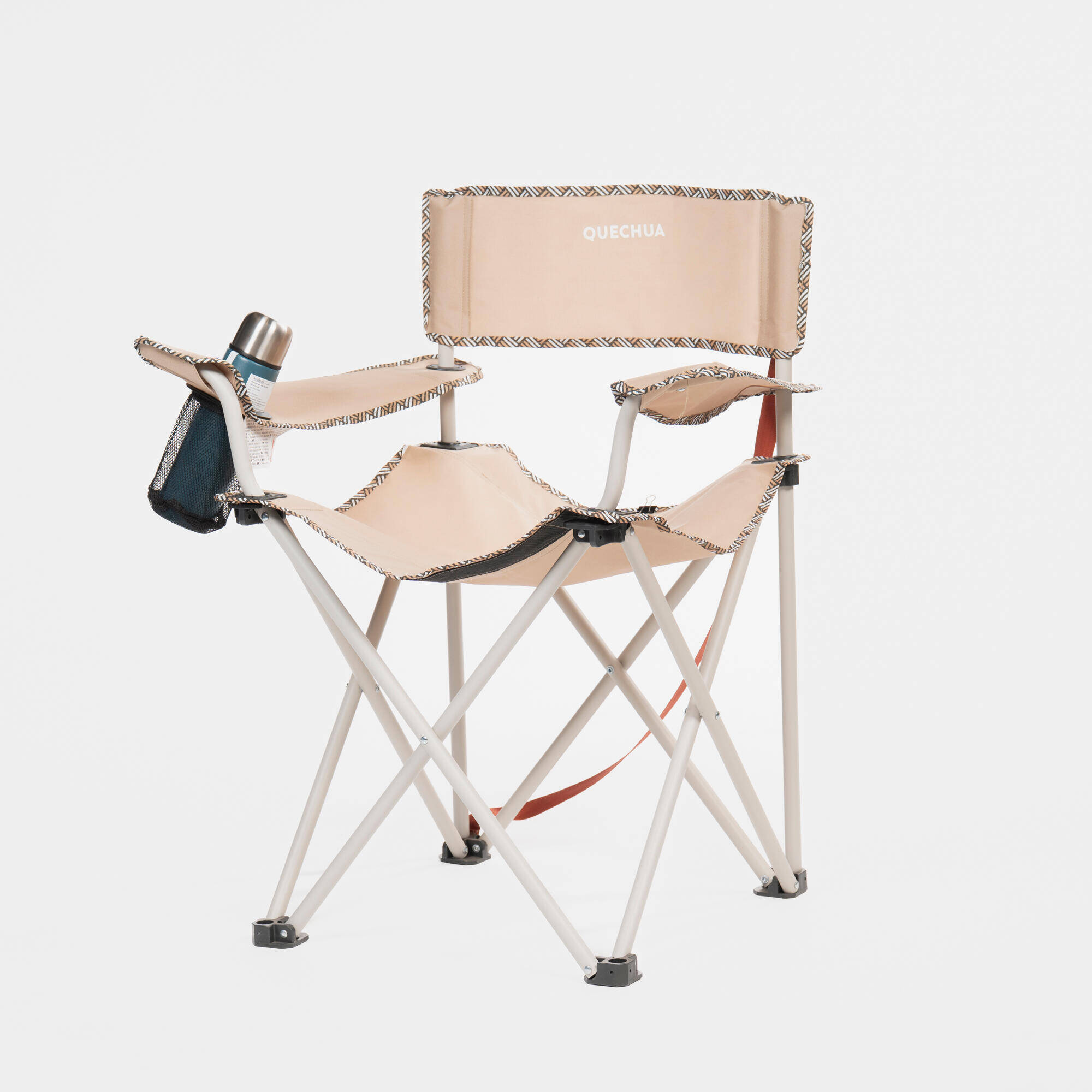 Camping Chair XL Foldable with Armrest Supports up to 150 Kg - Beige -  3