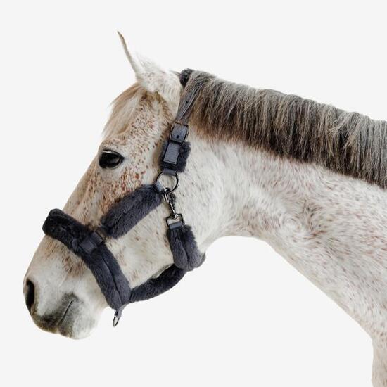 Licol équitation en mouton synthétique cheval - gris