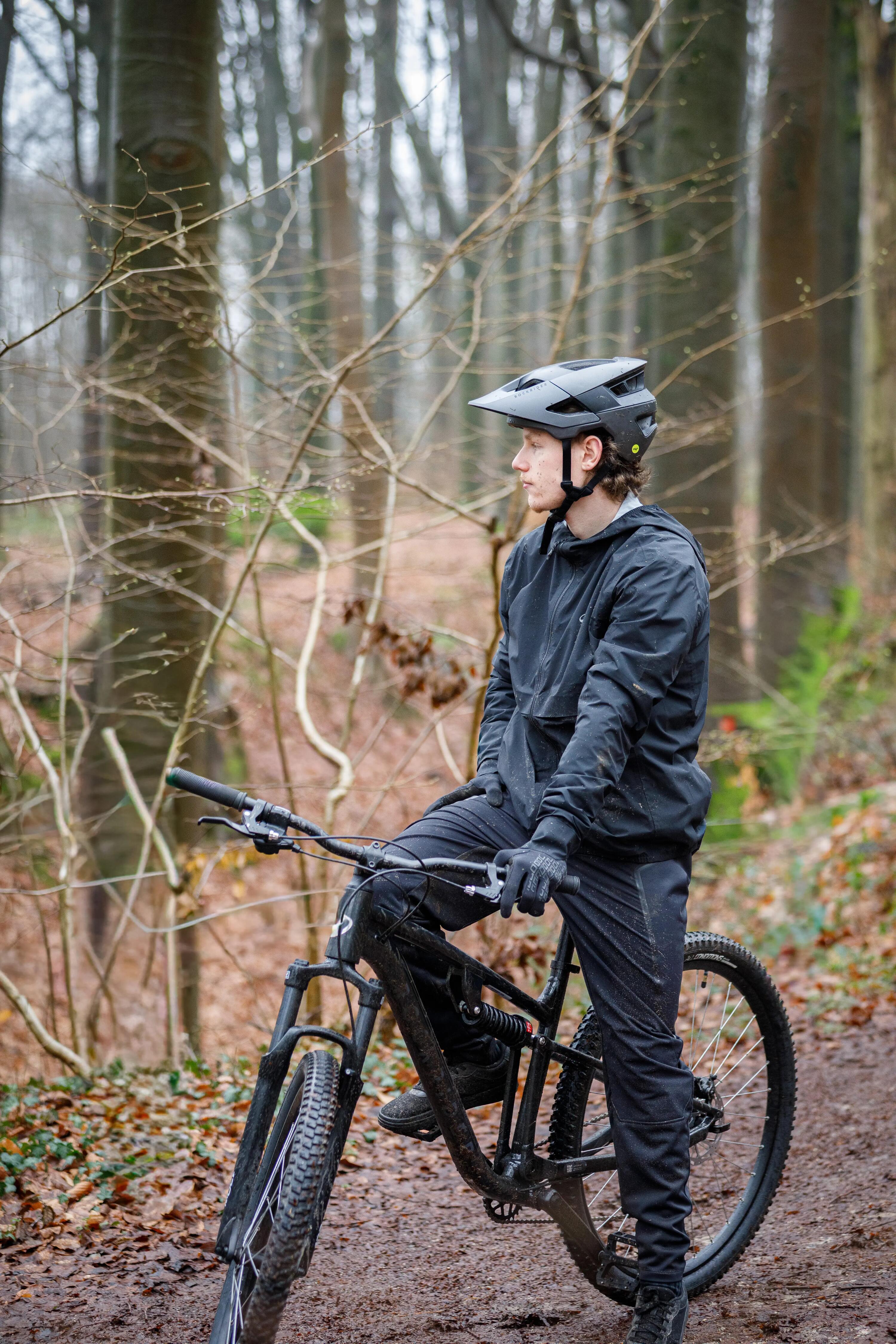 Fahrrad Regenjacke langarm MTB kompakt 500 schwarz  15/19