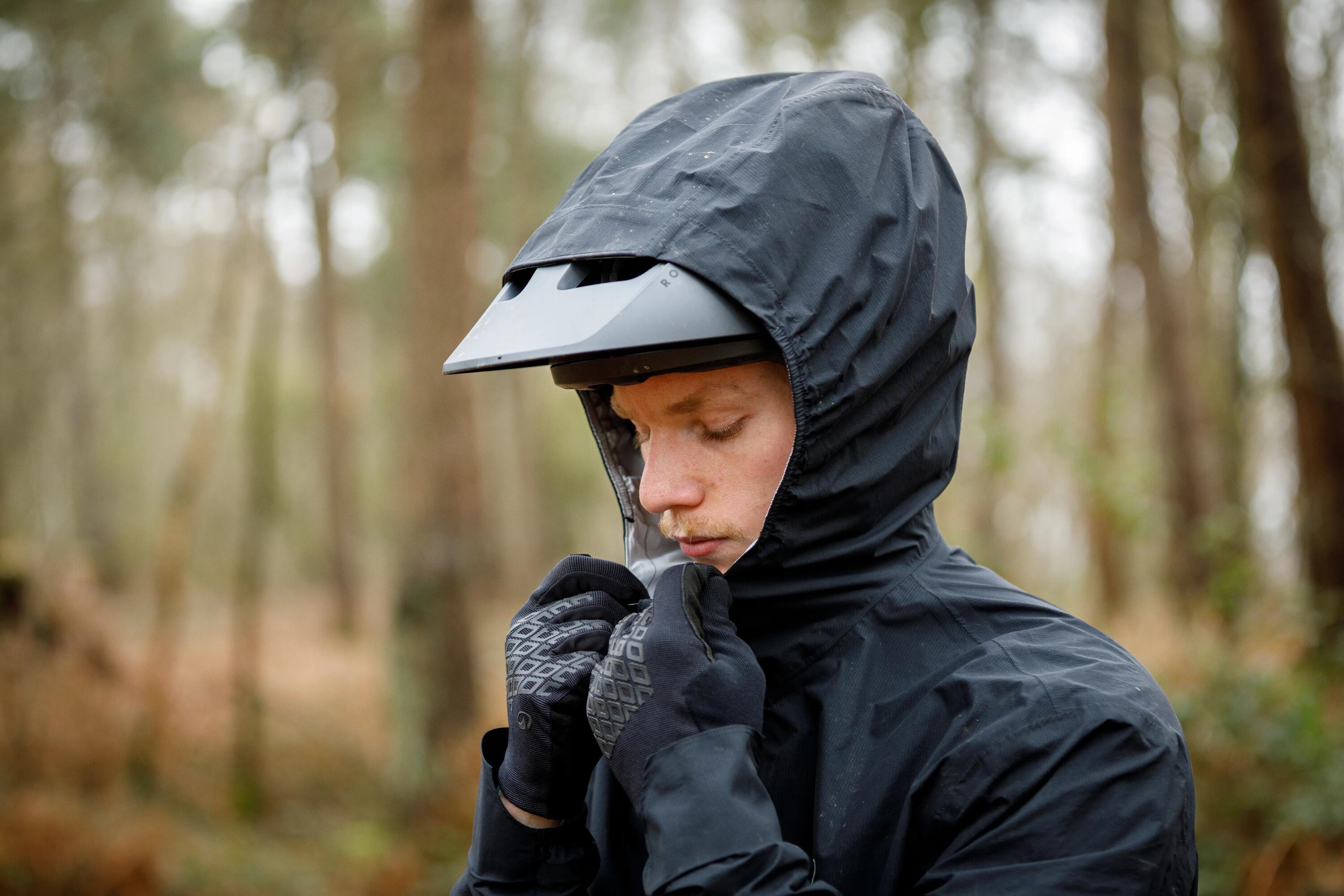 Fahrrad Regenjacke langarm MTB kompakt 500 schwarz  16/19
