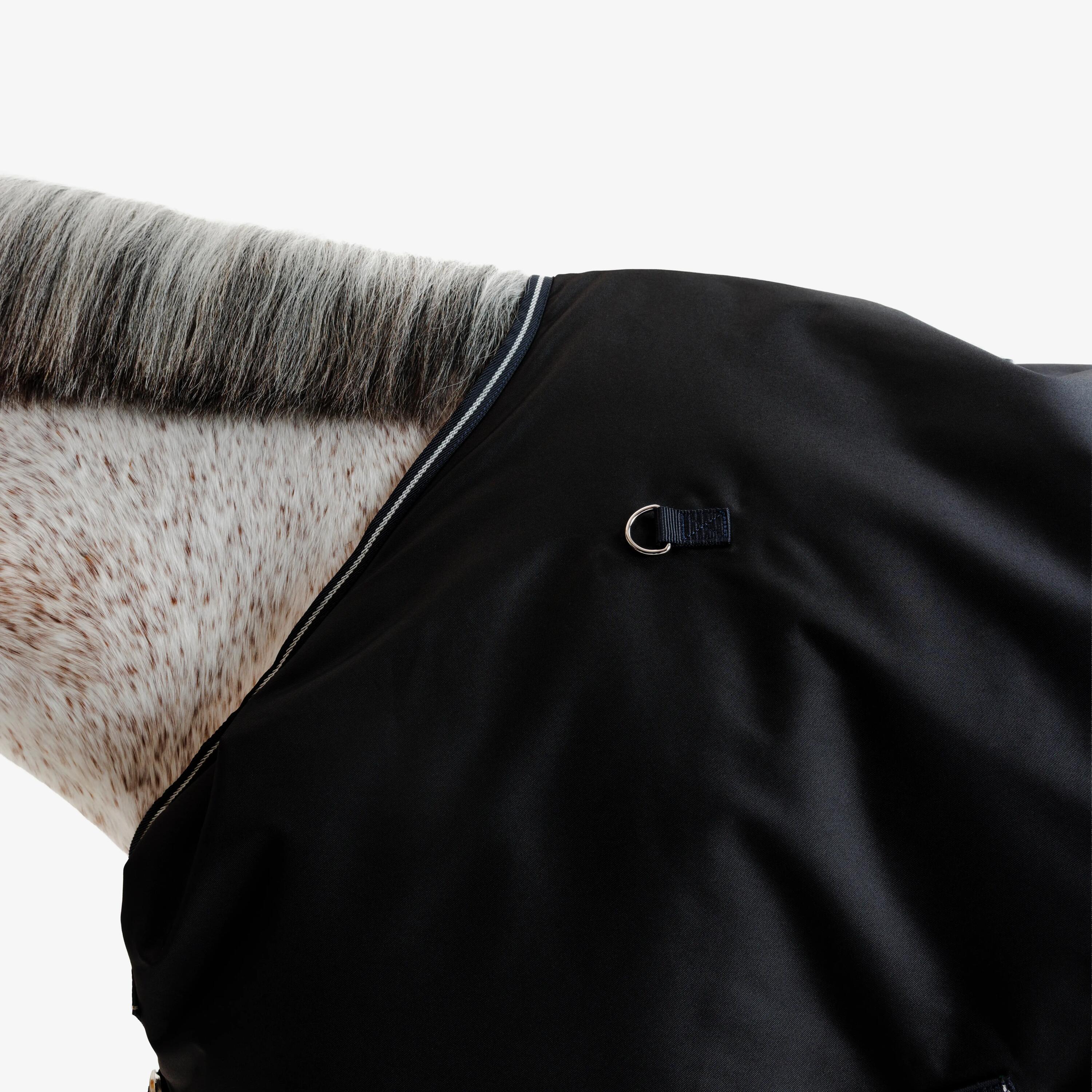 Regendeken voor paarden en pony's AllWeather 600D zwart 200 g 2/10
