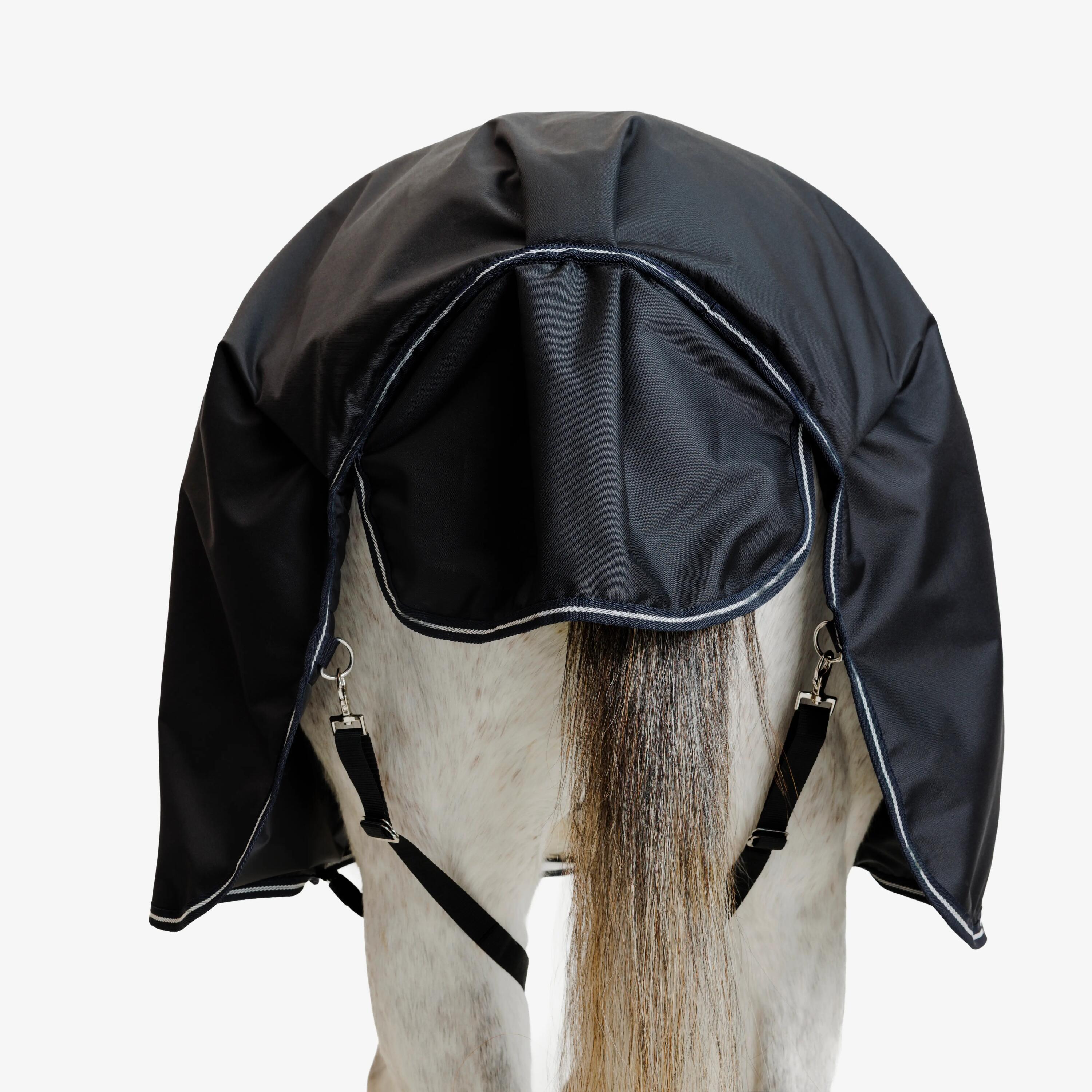 Regendeken voor paarden en pony's AllWeather 600D zwart 200 g 7/10
