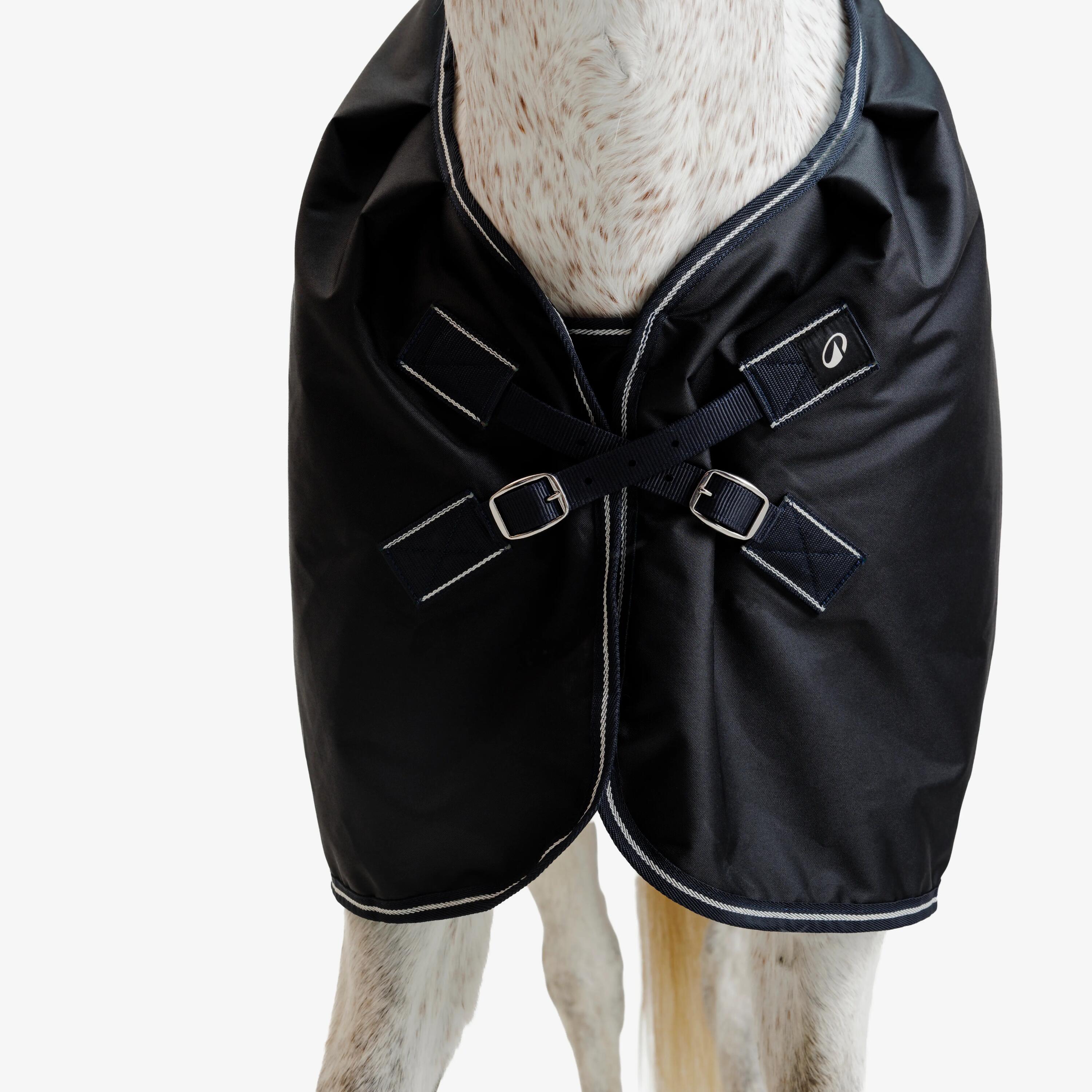 Regendeken voor paarden en pony's AllWeather 600D zwart 200 g 5/10