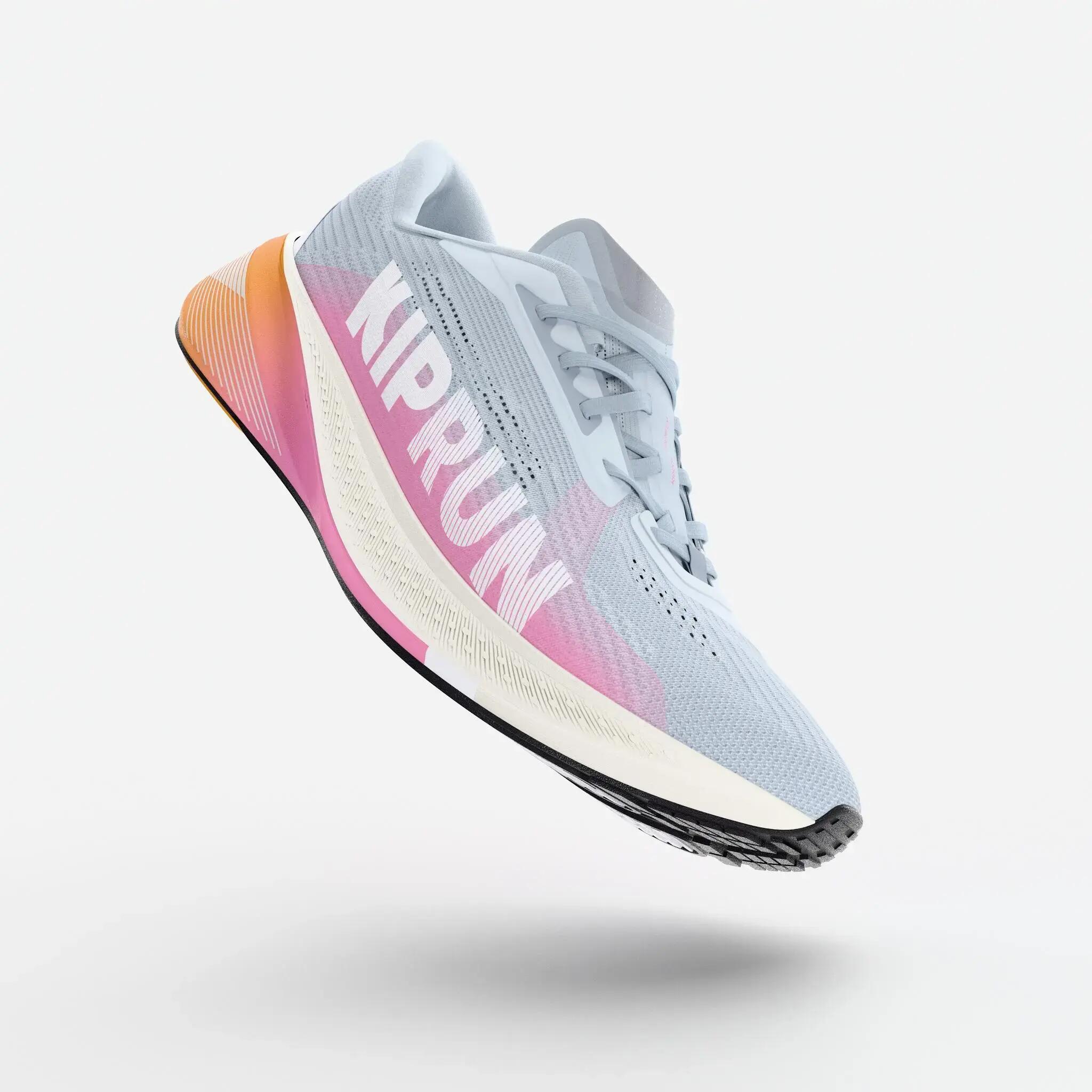 Women's versatile road running shoes, KIPRUN KIPCORE PREMIUM, Blue/Pink -  2