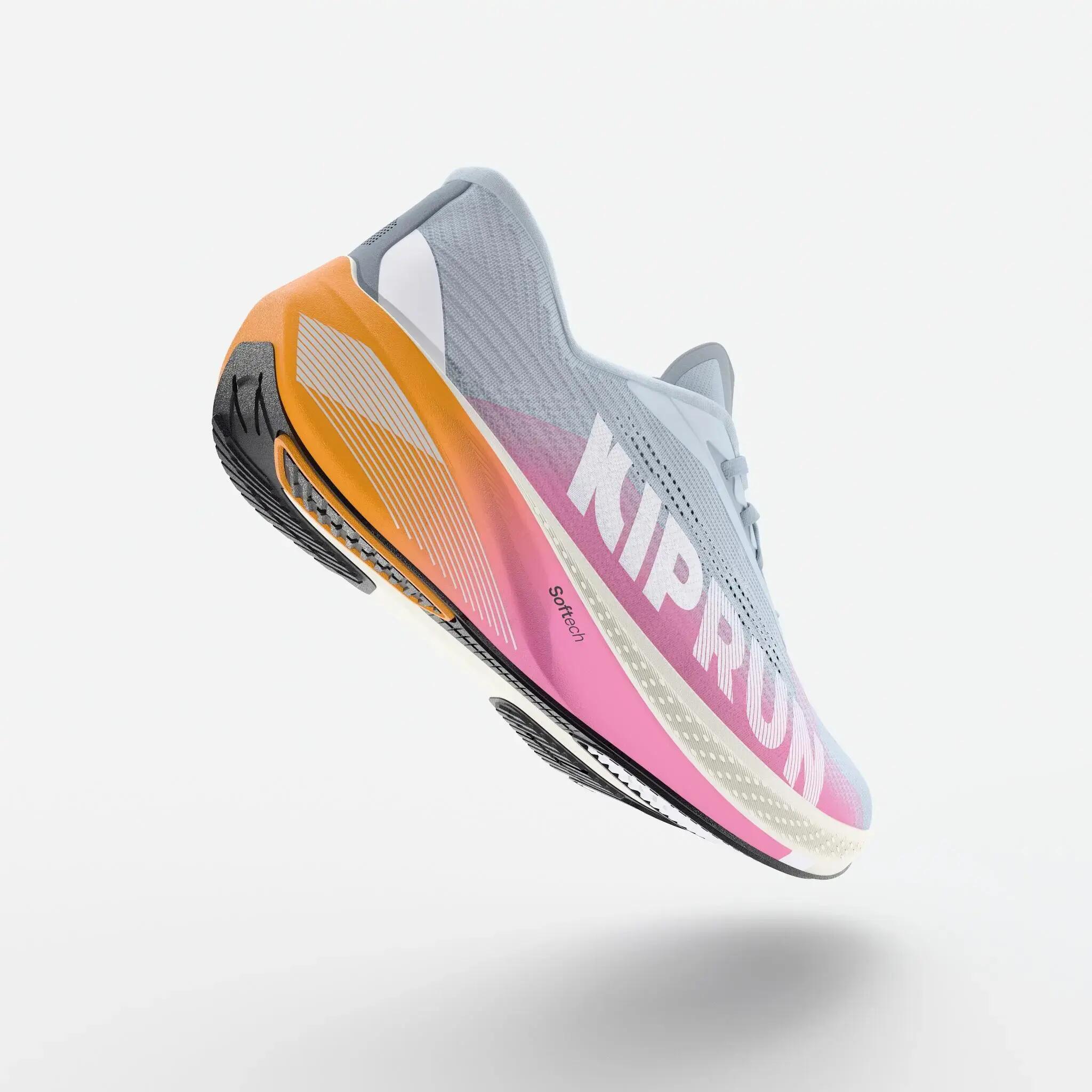 Women's versatile road running shoes, KIPRUN KIPCORE PREMIUM, Blue/Pink -  3