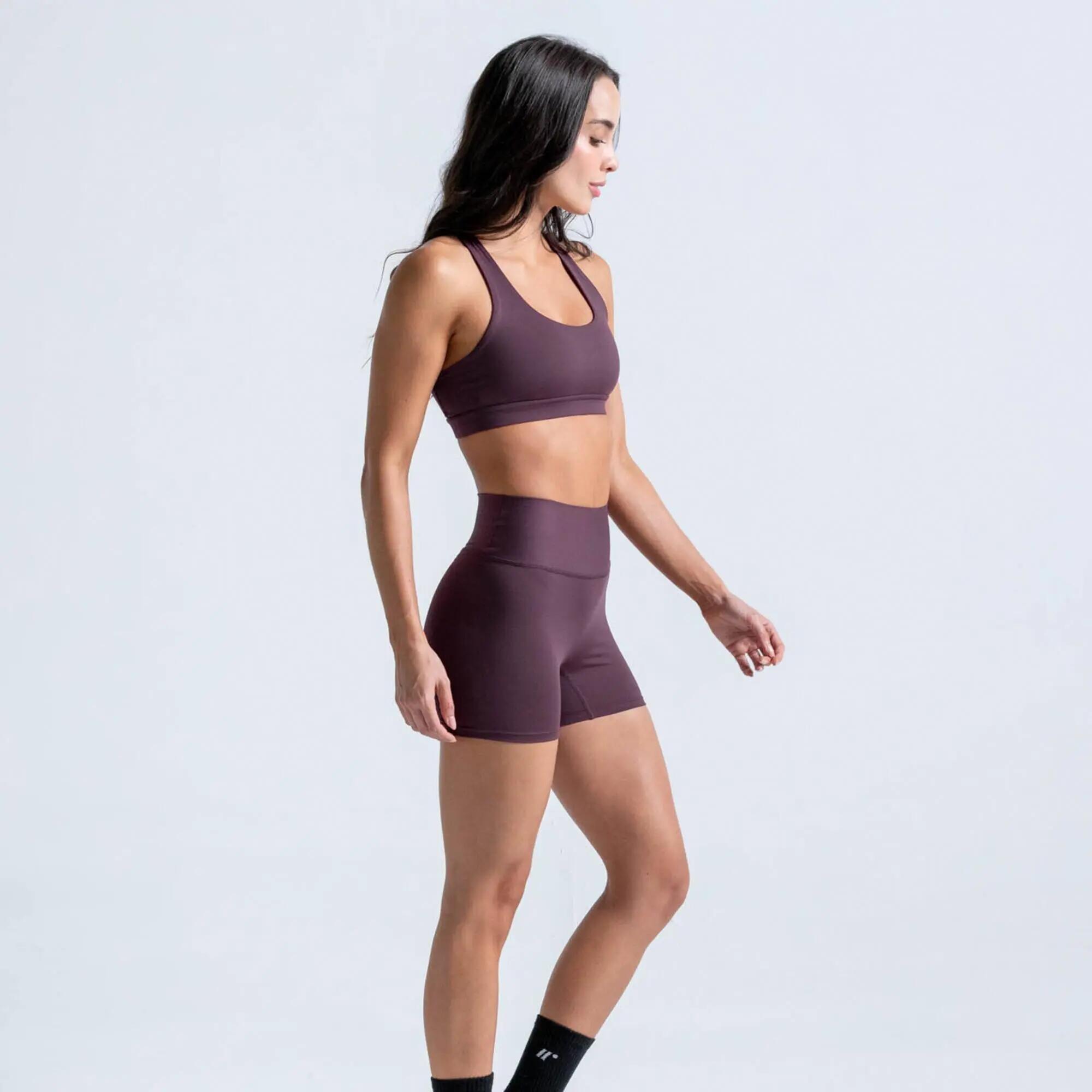 Top Elemental de fitness de alta sujeción para Mujer Racketball - Café 4/6