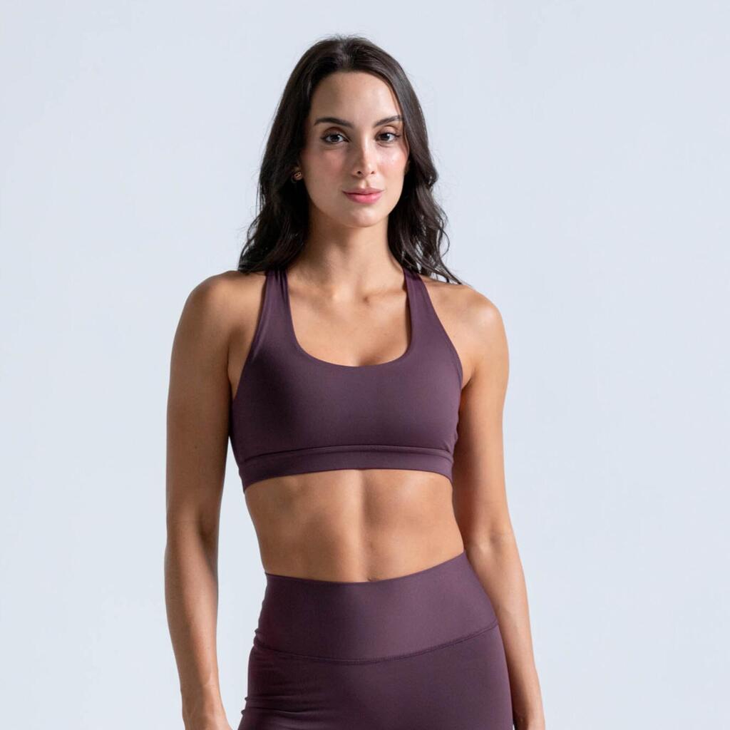 Top Elemental de fitness de alta sujeción para Mujer Racketball - Café