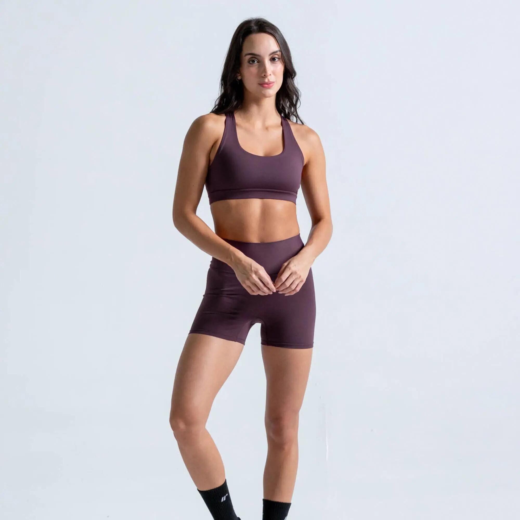 Top Elemental de fitness de alta sujeción para Mujer Racketball - Café 2/6