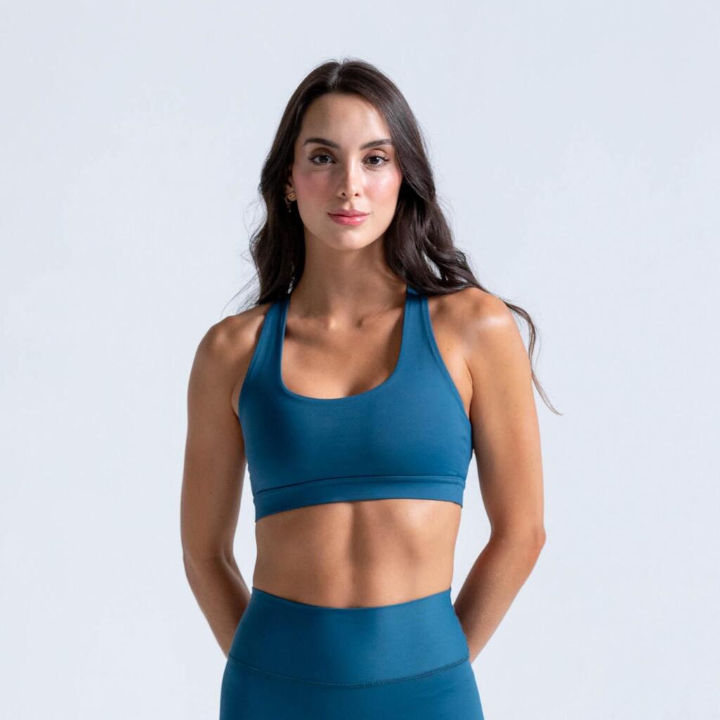 Top Elemental de fitness de alta sujeción para Mujer Racketball - Azul