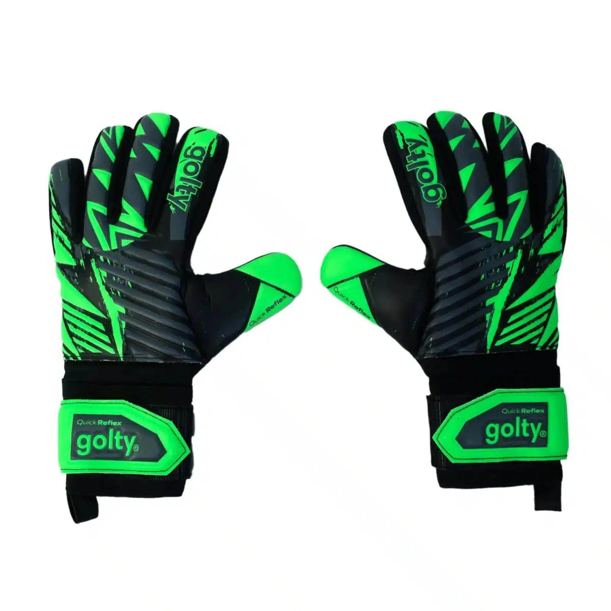 Guantes de fútbol de competencia Golty Quick Reflex - Negro Verde 3/3