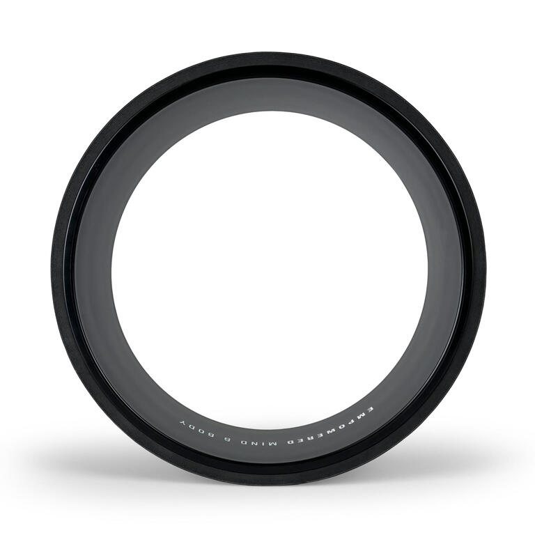 Morgan black and grey yoga and Pilates wheel with a wide padded surface