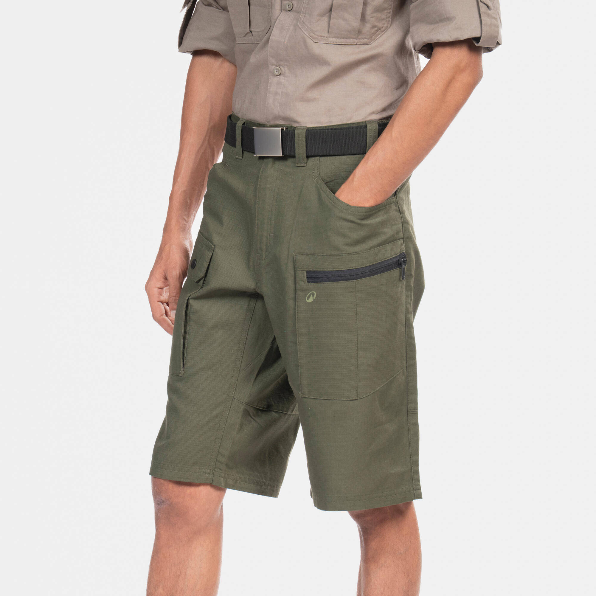 Men’s hemp cargo Bermuda shorts 500 grey -  2