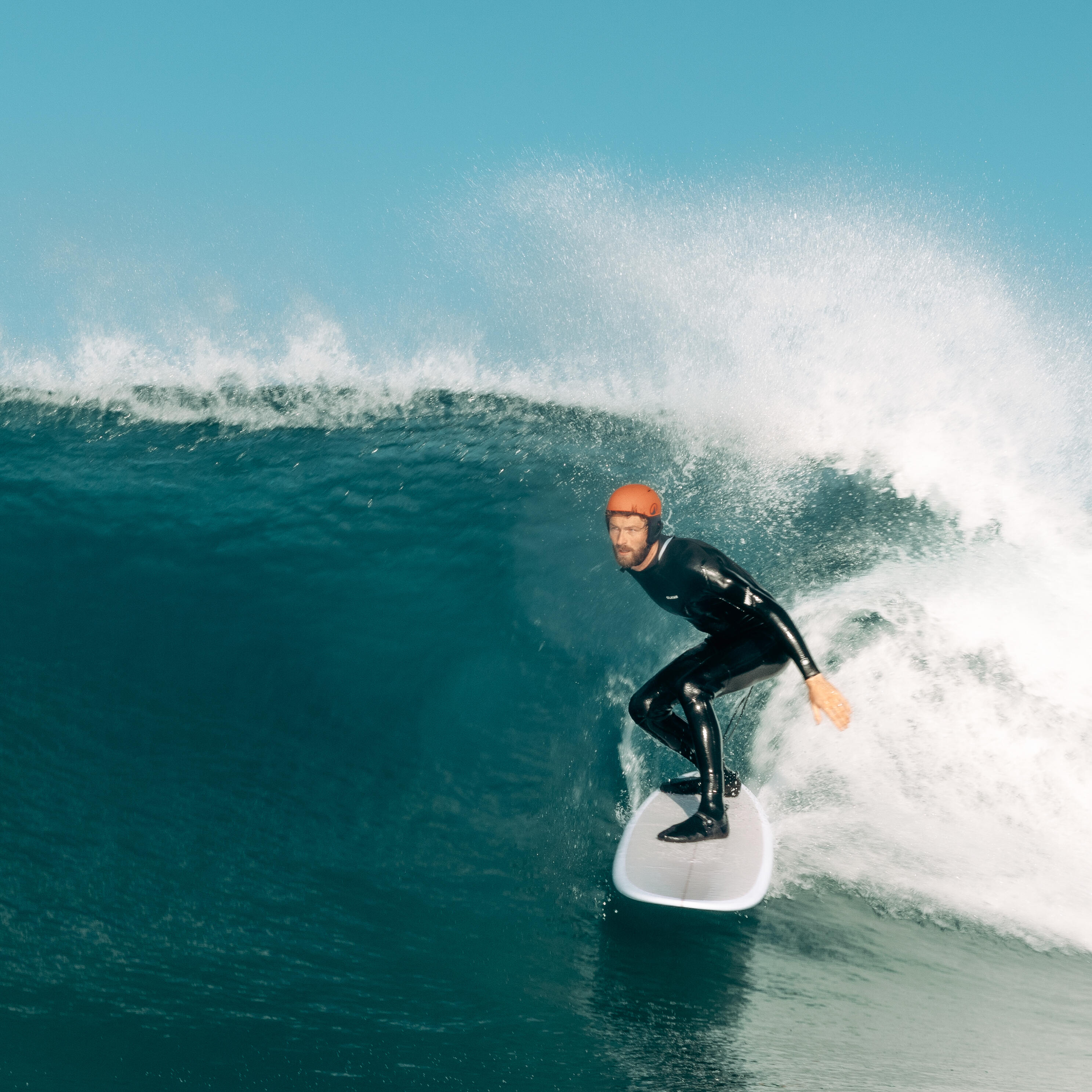 Surfboard Hybrid Harz 7' 49 l mit 3 Finnen beige 12/18