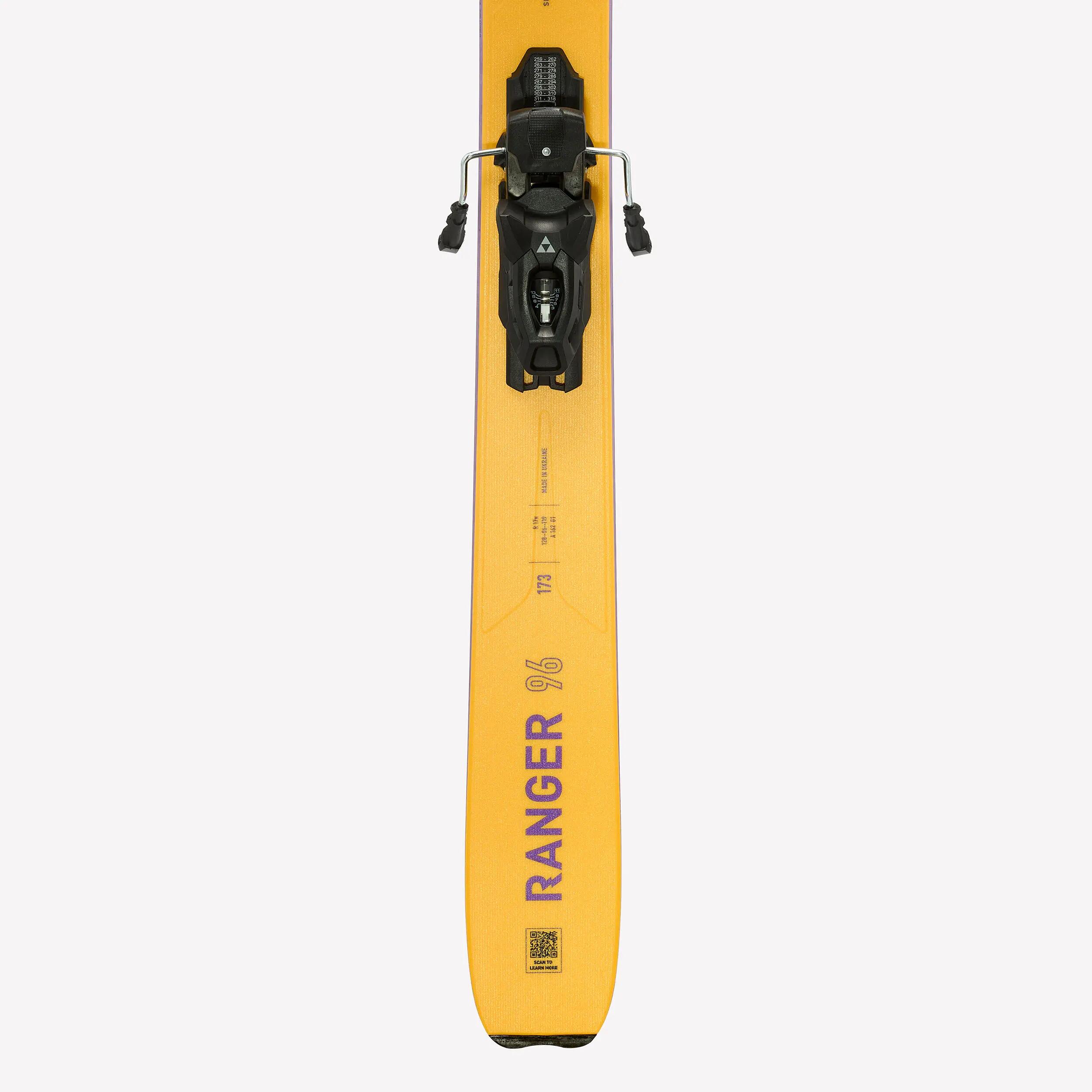 Esquí freeride amb fixacions home Fischer Ranger 96 groc i violeta 8/9
