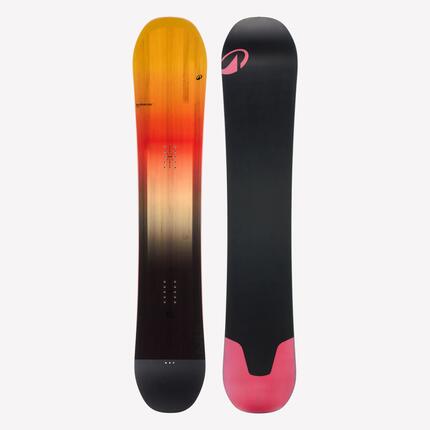 Planche de snowboard piste et freeride femme, Allroad 500 noire, orange et bois