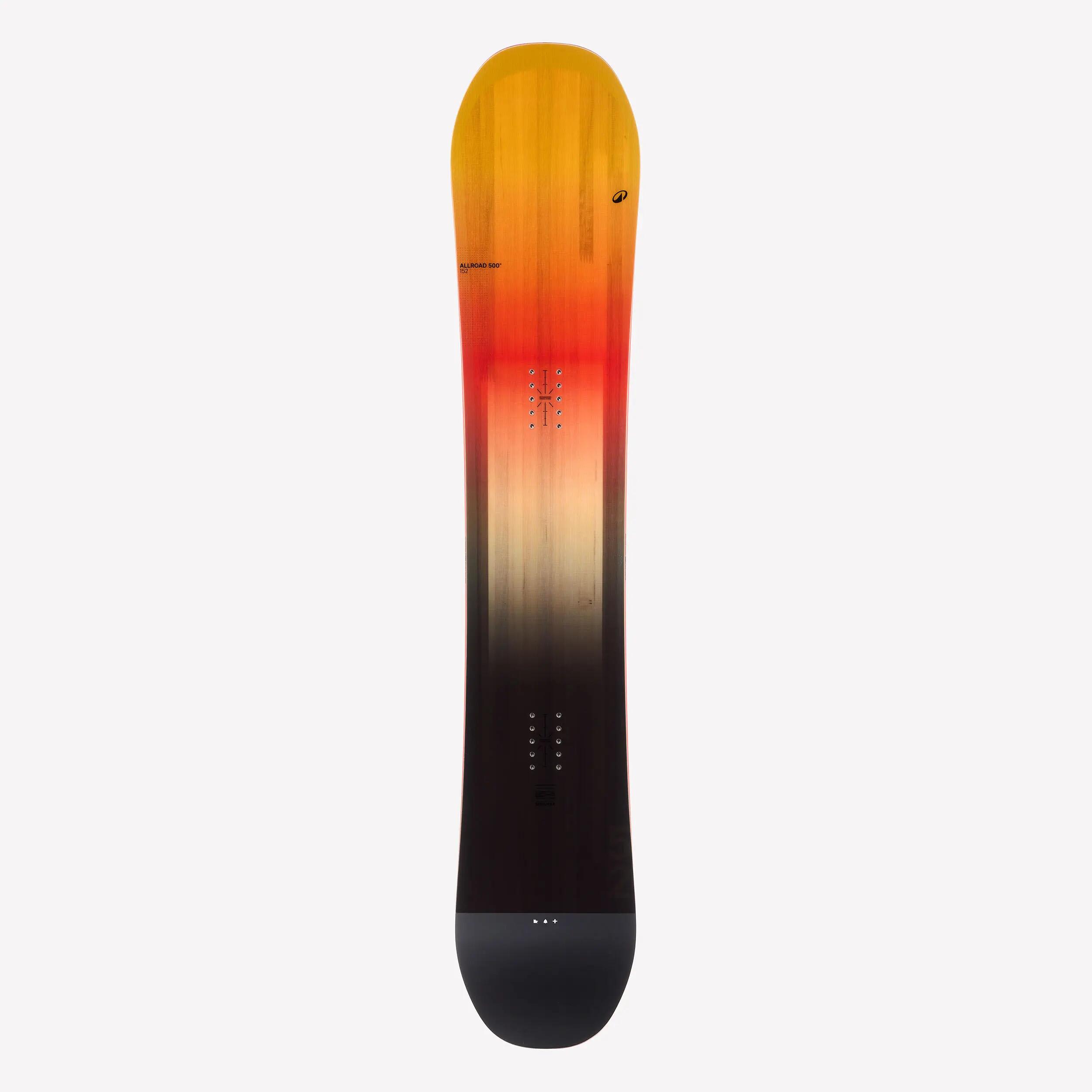 Prancha de Snowboard Pista e Freeride Mulher Allroad 500 Preto/Laranja/Madeira 2/4