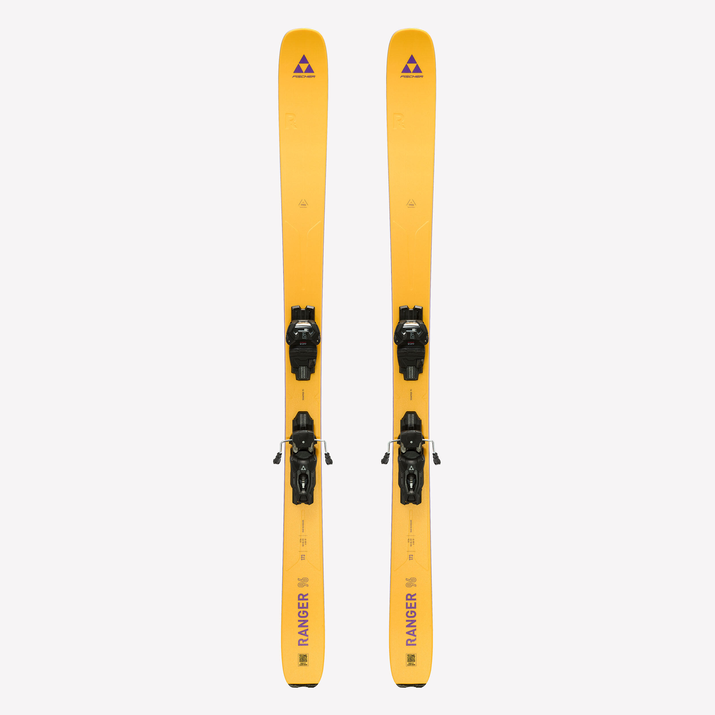 Schiuri de freeride cu legături pentru bărbați, Fischer Ranger 96 galben și mov