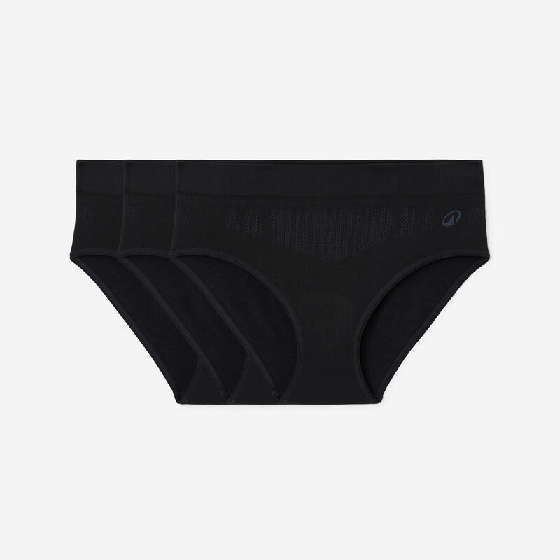 Set de 3 slipi fără cusături Negru/Cuarț/Gri/Verde Damă