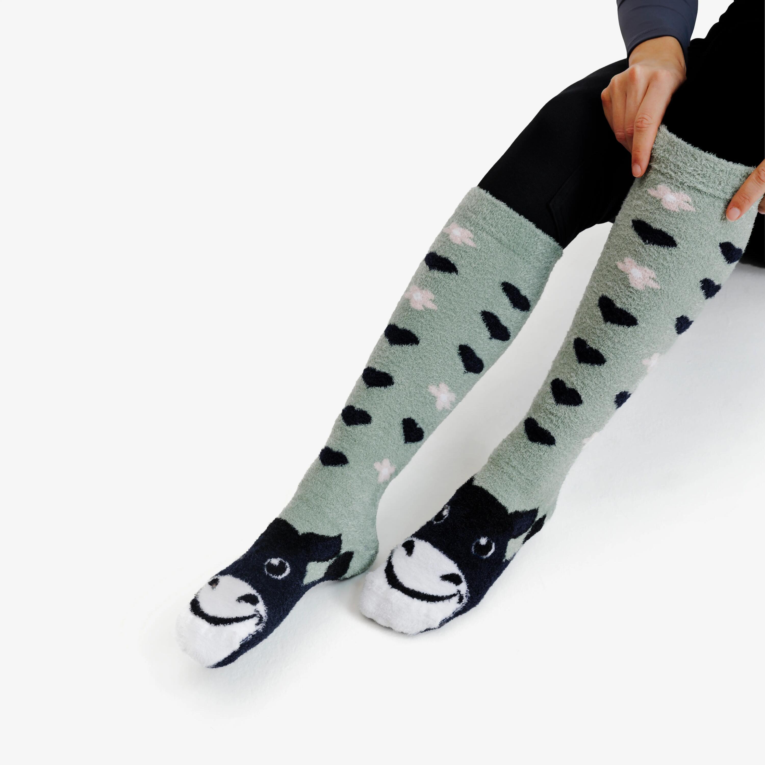 Chaussettes chaudes équitation Taille 38 - 42 SWEET & WARM - vert givré et bleu 2/9