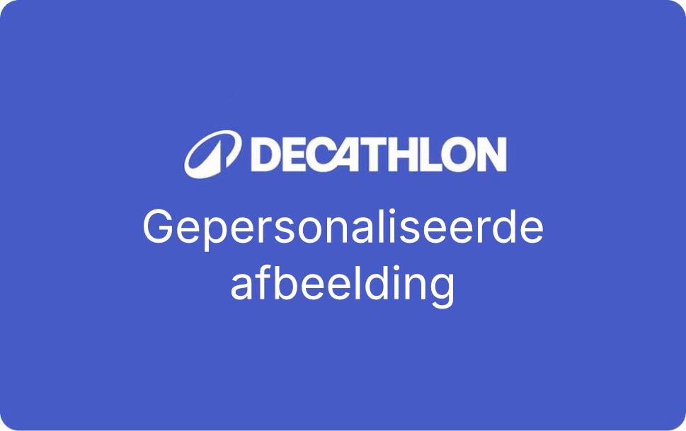 Een blauwe Decathlon giftcard met het logo in het midden