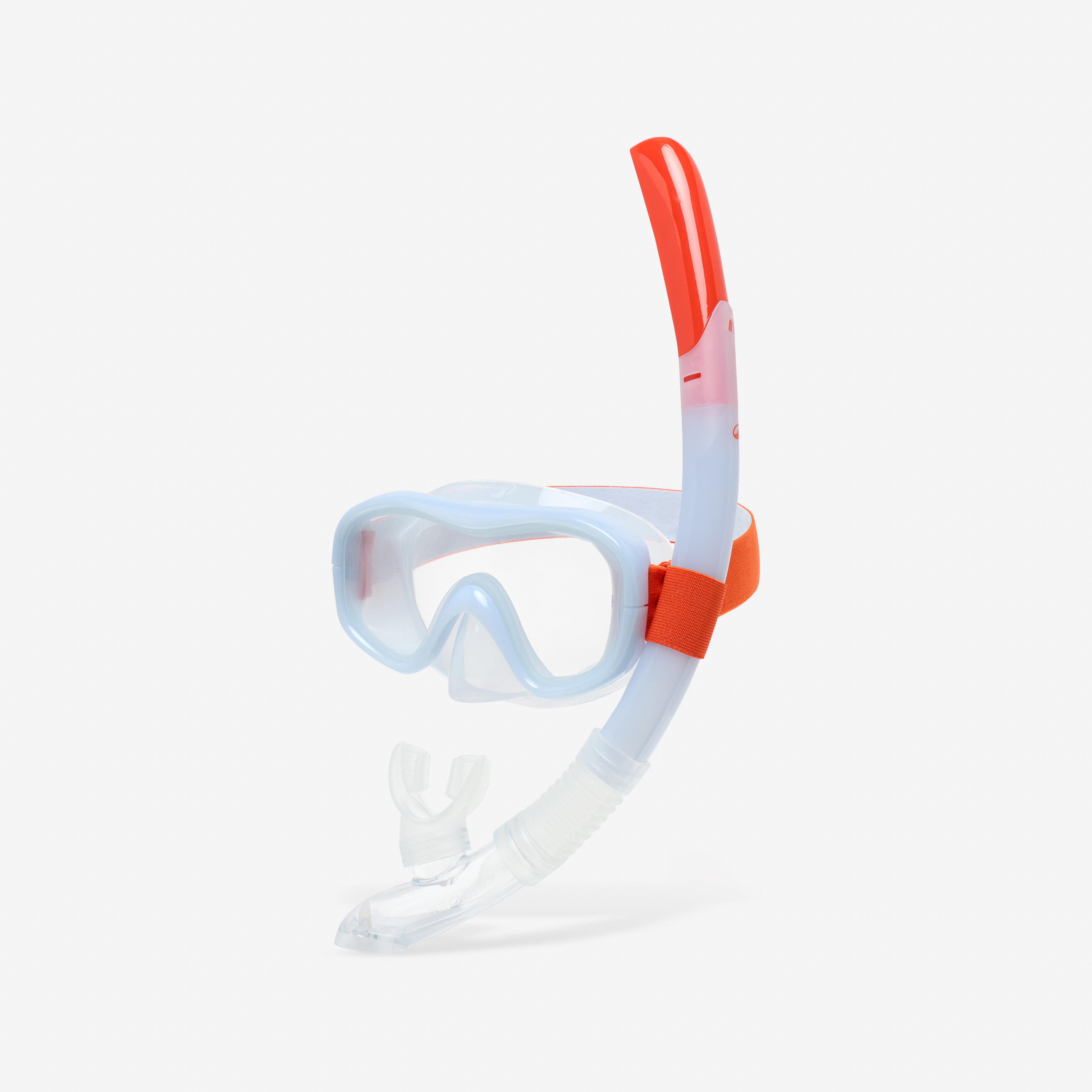 Adult snorkelling anti-fog mask and valve snorkel set, 100 grey clear
