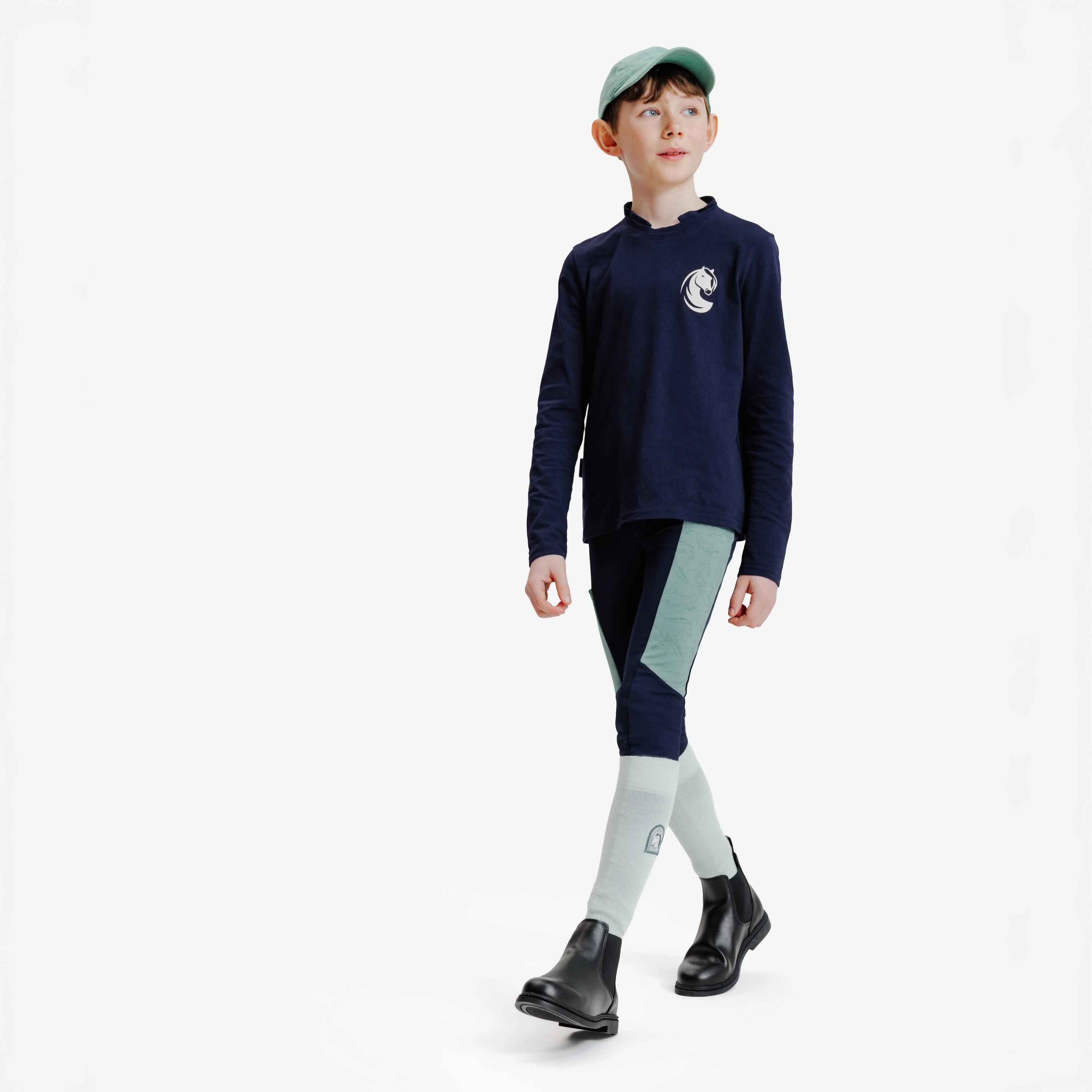 Pantaloni equitazione bambini 100 blu 2/6