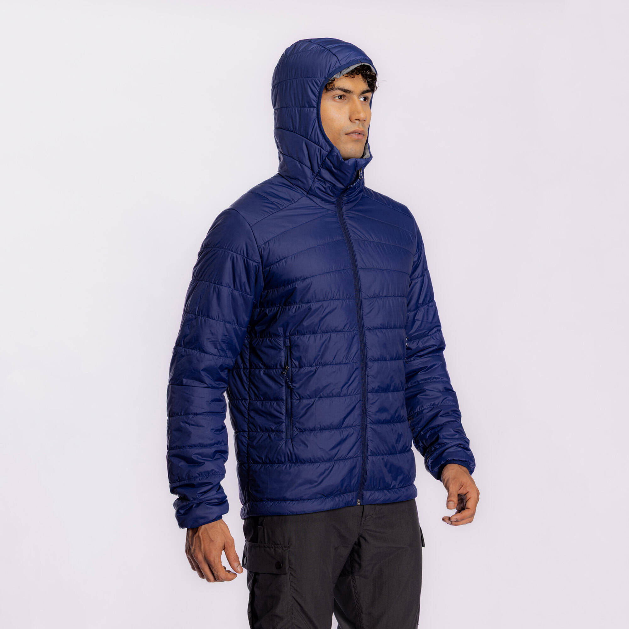 Men’s synthetic trekking down jacket with hood MT100 -5°C - Blue -  4