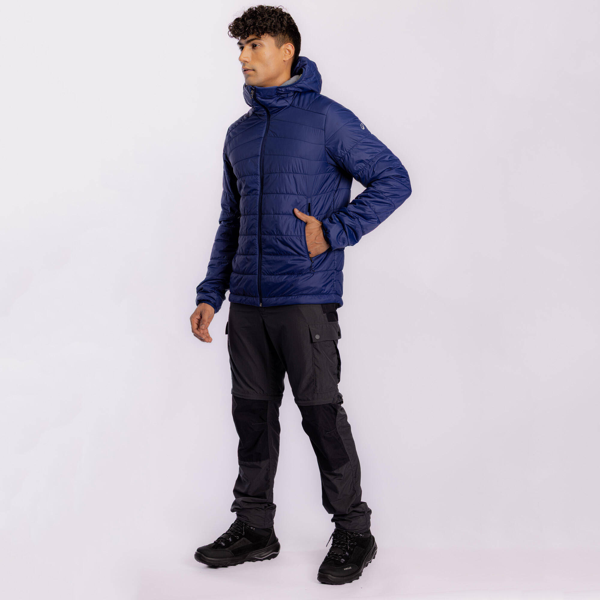 Men’s synthetic trekking down jacket with hood MT100 -5°C - Blue -  2