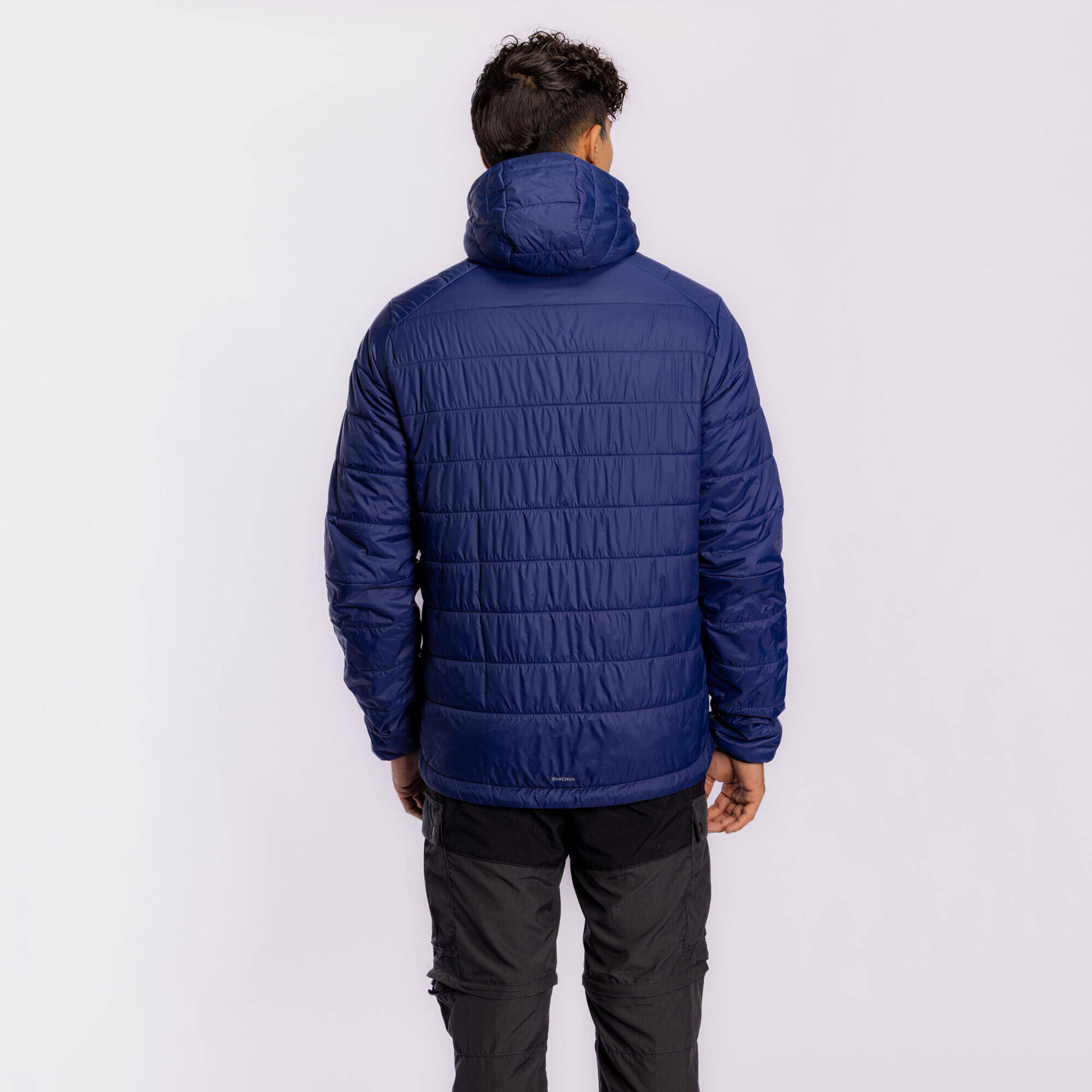 Men’s synthetic trekking down jacket with hood MT100 -5°C - Blue -  3