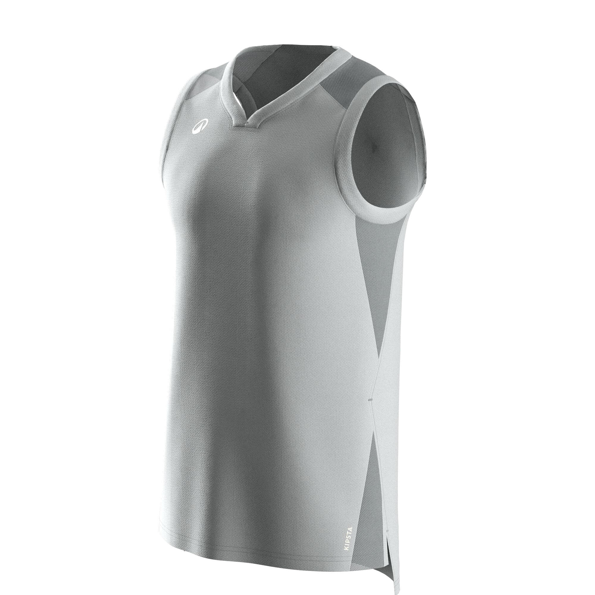 Unisex Sleeveless Basketball Jersey Tank 500 - Grey