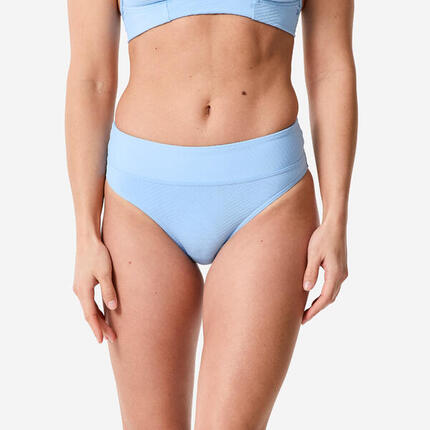 Bas de maillot culotte haute texturé surf Femme - Nora orange fluo