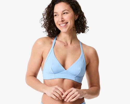 Haut de maillot de bain surf brassière texturé femme, Bea Venice bleu 