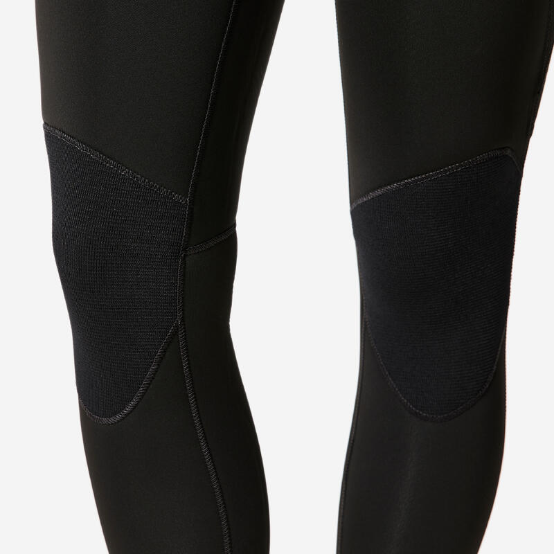 COMBINEZON DE SURF 500 4/3 FERMOAR SPATE NEGRU ȘI VERDE DAMĂ
