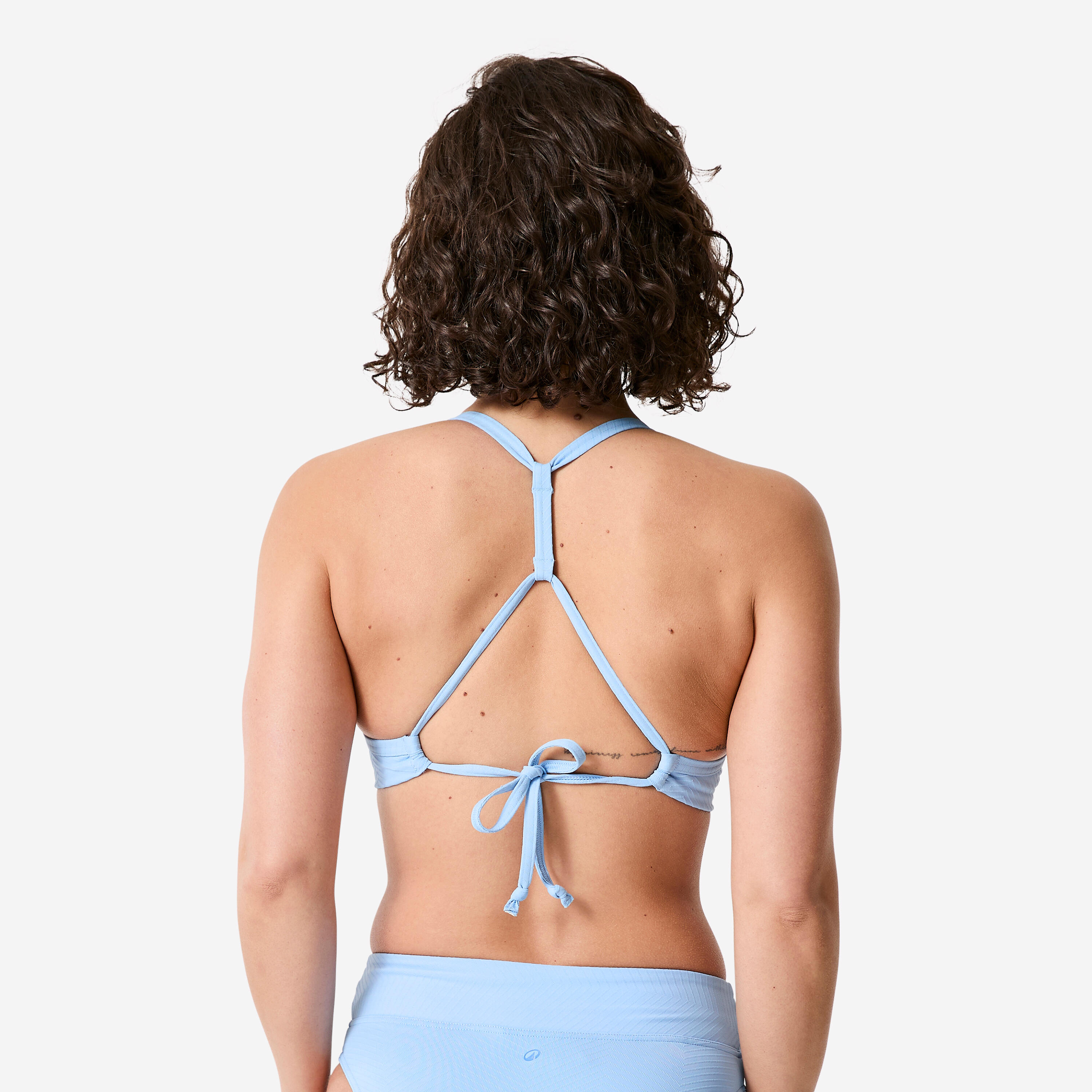 Haut de maillot de bain surf brassière texturé femme, Bea Venice bleu ciel 3/9