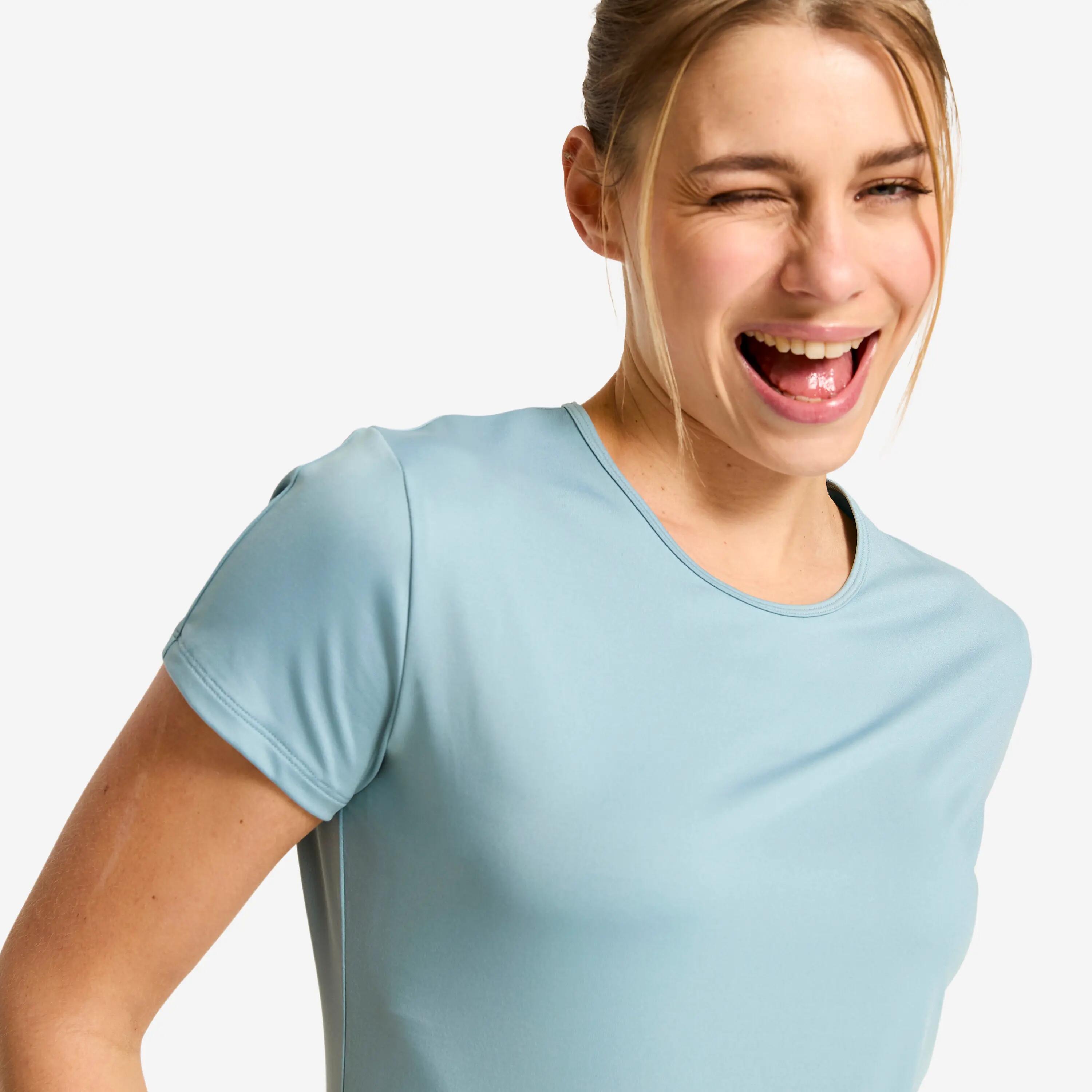 T-shirt fitness cardio mulher, azul 8/9