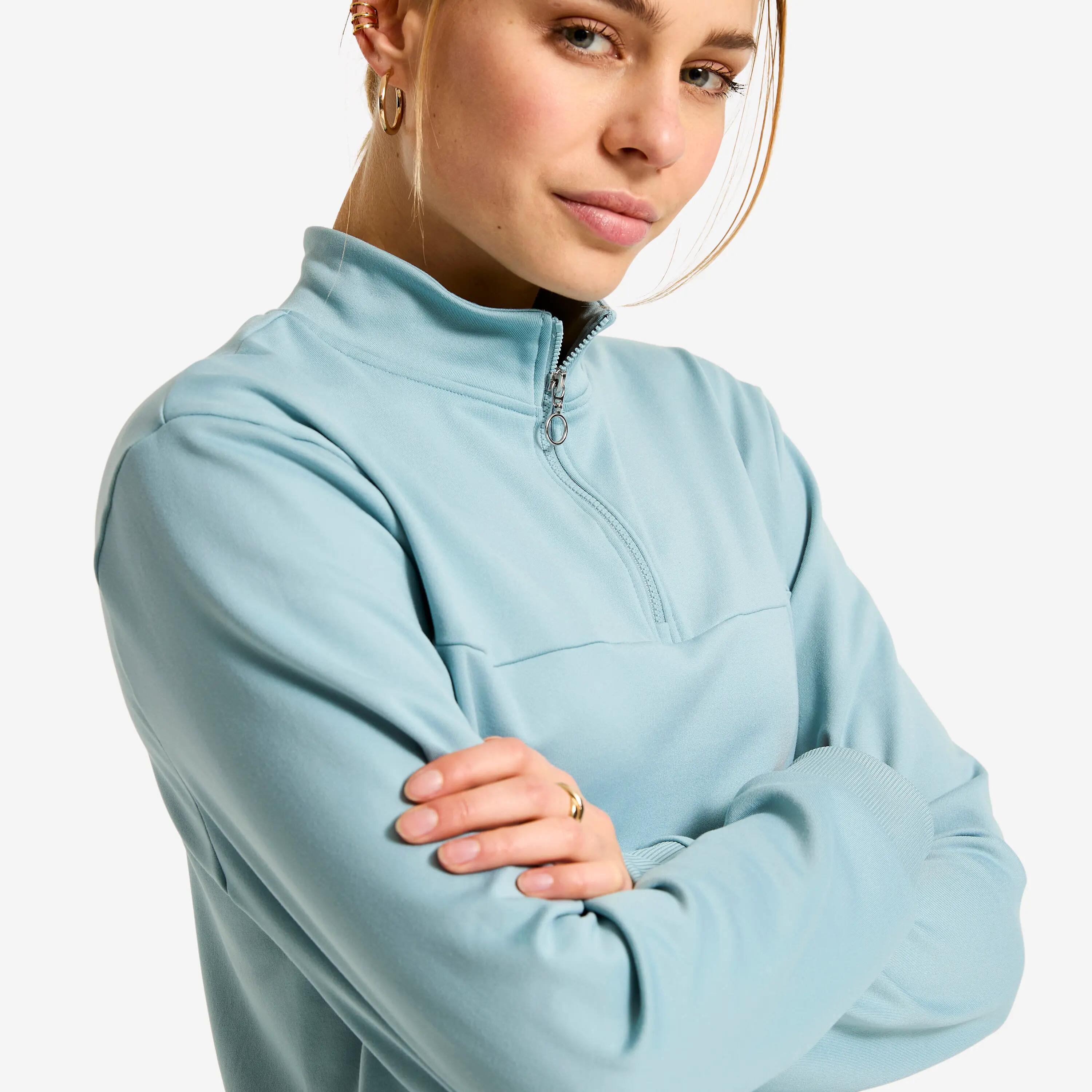 Dámská fitness mikina s dlouhým rukávem se zipem u krku 8/9