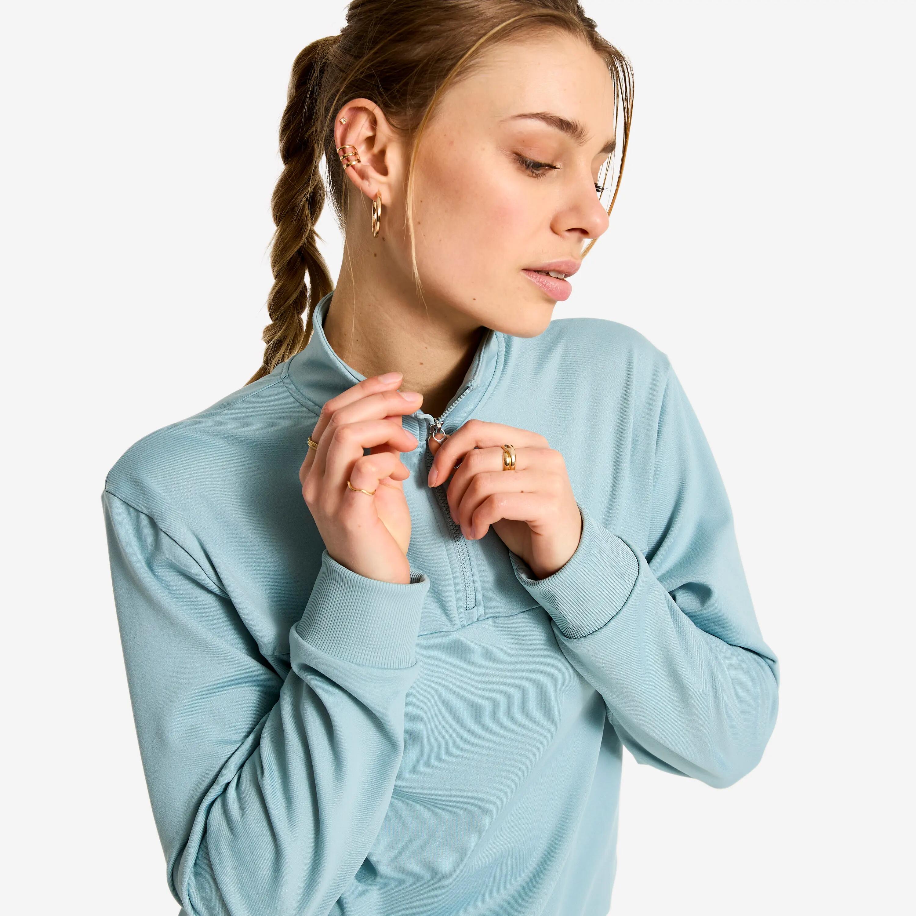 Dámská fitness mikina s dlouhým rukávem se zipem u krku 5/9