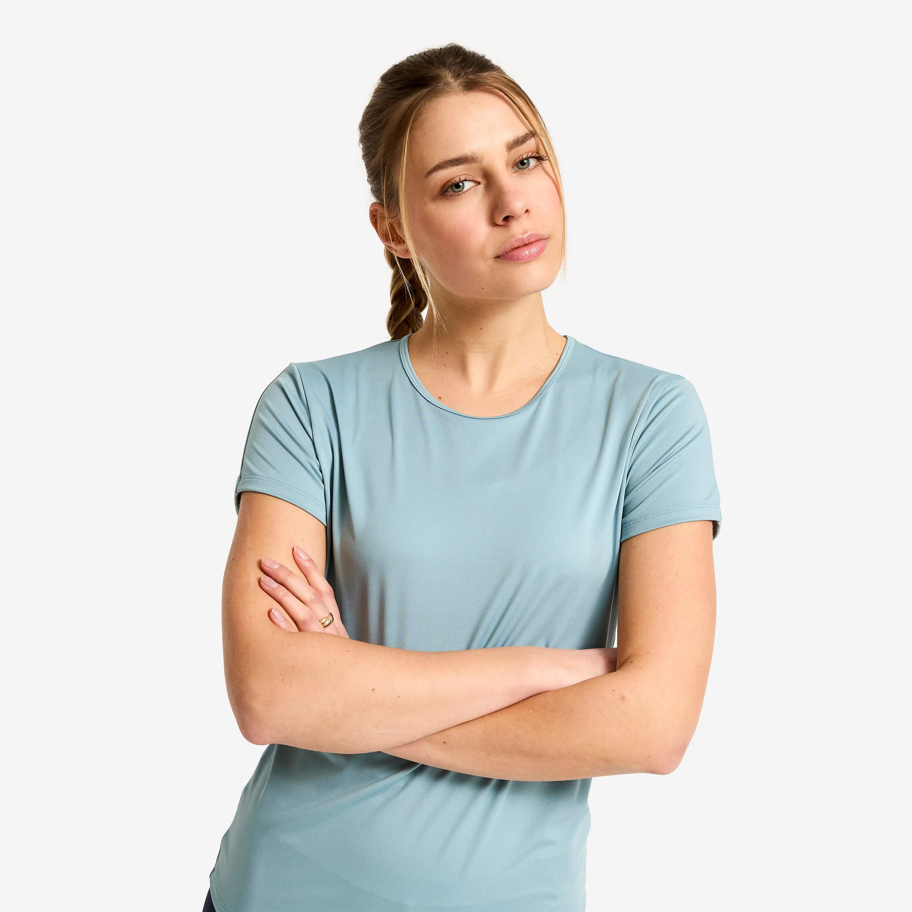 T-shirt fitness cardio mulher, azul 7/9
