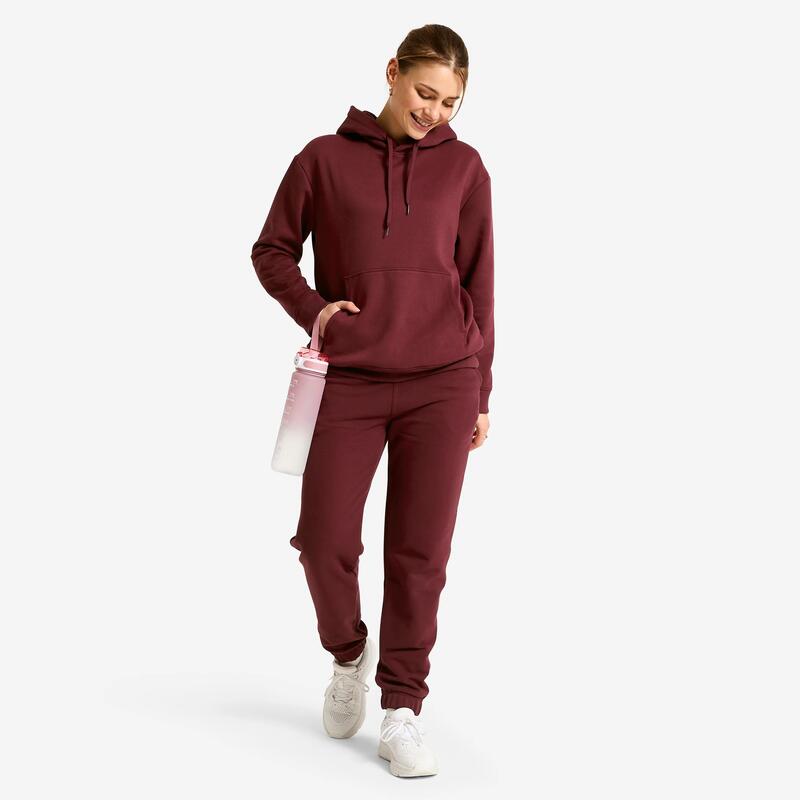 Kadın Kapüşonlu Sweatshirt - Bordo - Essentiel