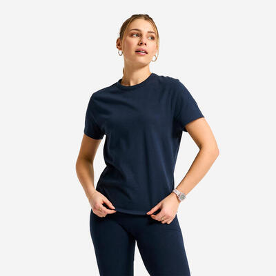T-shirt essential voor dames marineblauw