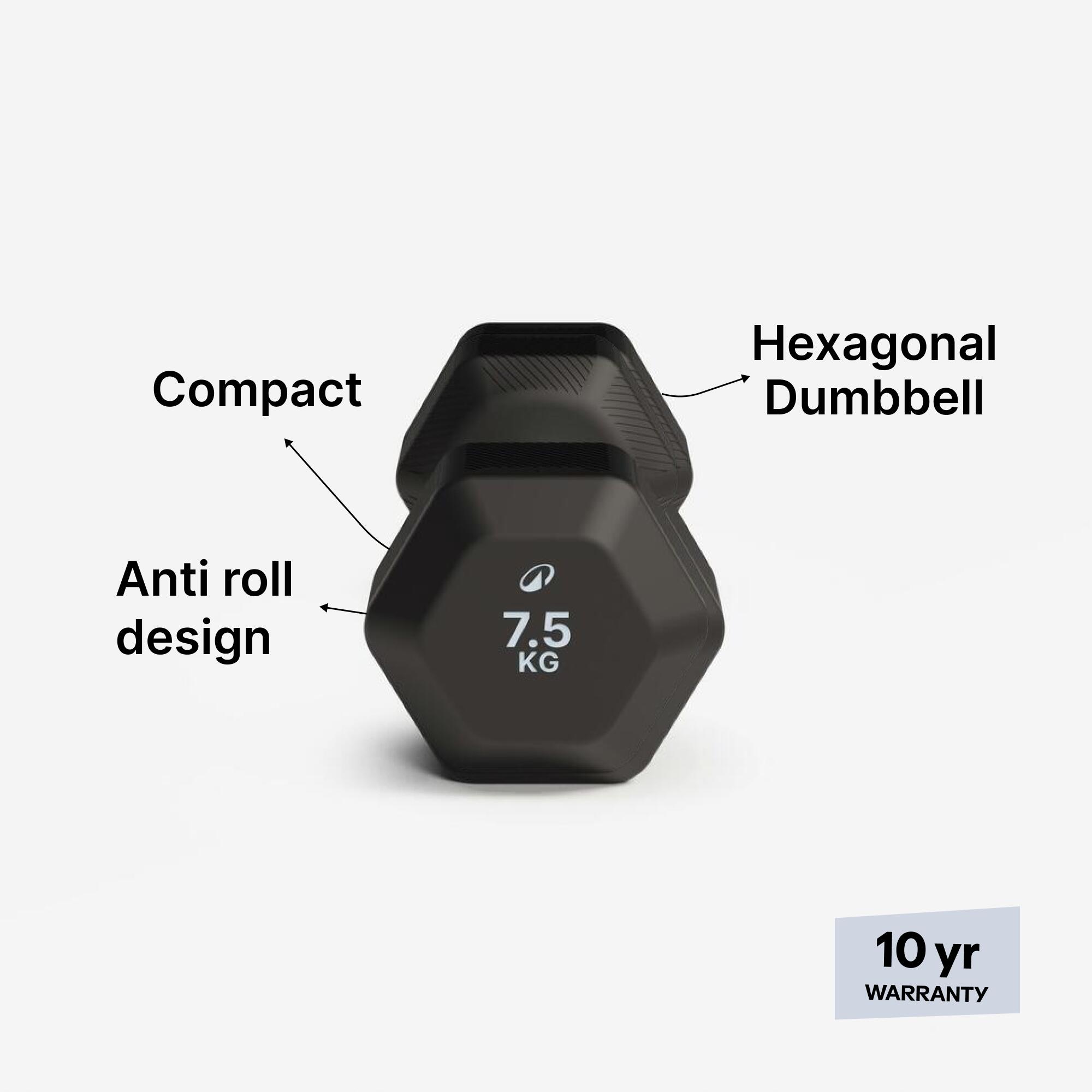 Hex Dumbbell Cross Training and Weight Training 7.5kg, black 2/7